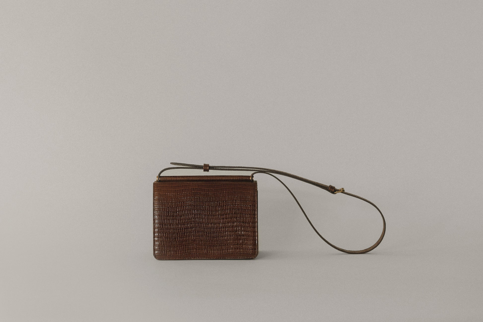 SAC PAUMELLE MINI LIZARD CHOCOLATE