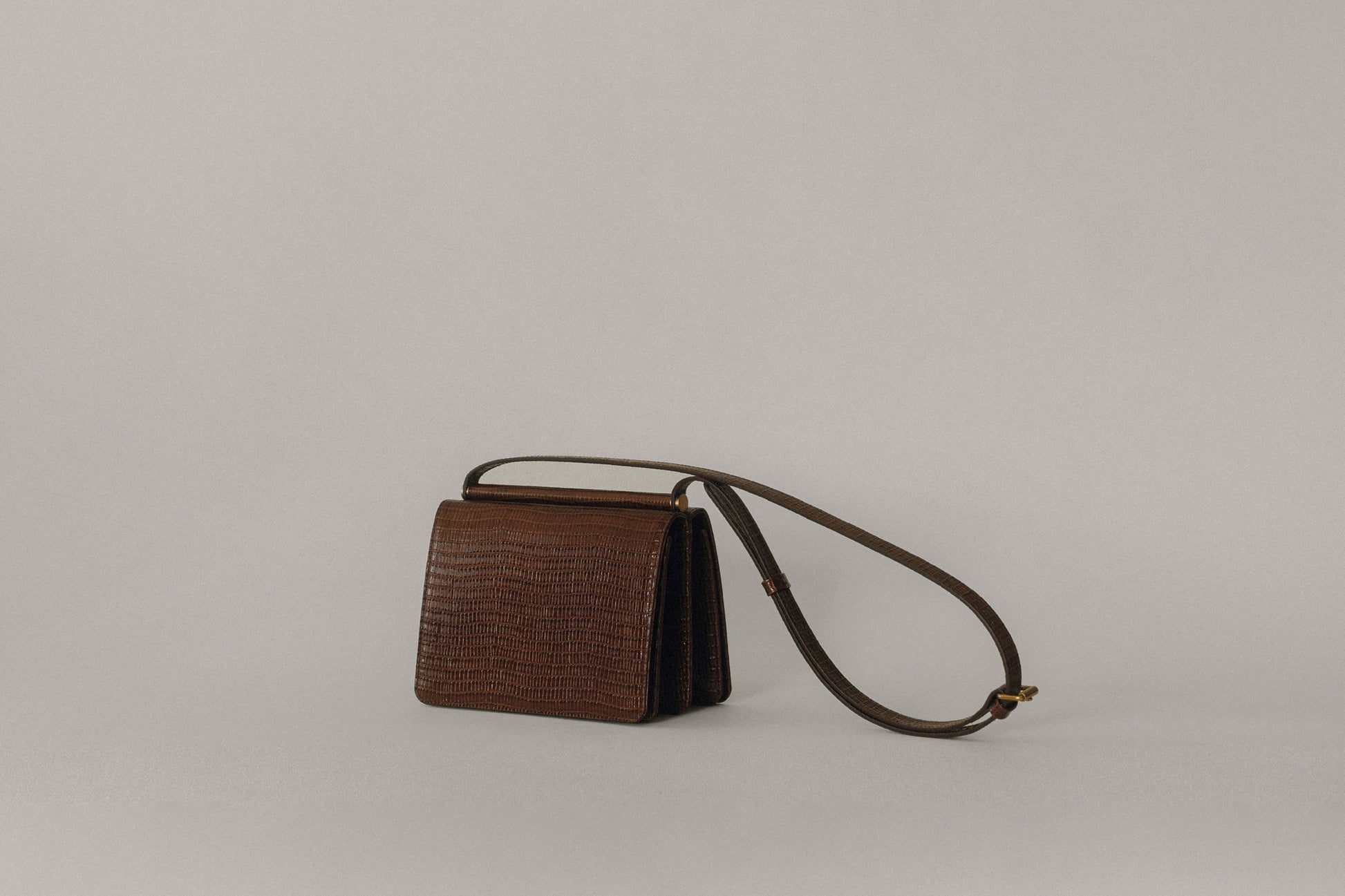 SAC PAUMELLE MINI LIZARD CHOCOLATE