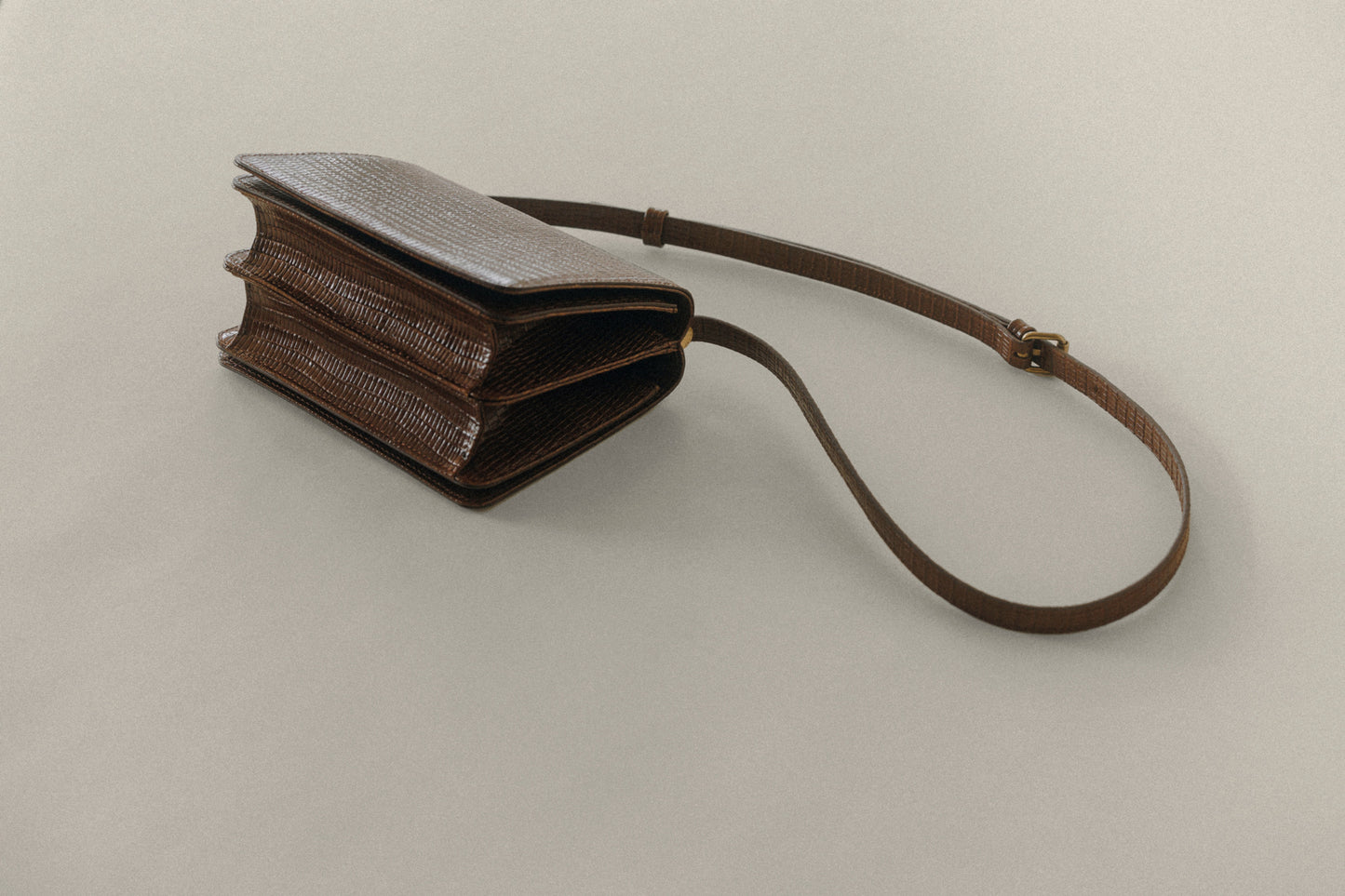 SAC PAUMELLE MINI LIZARD CHOCOLATE