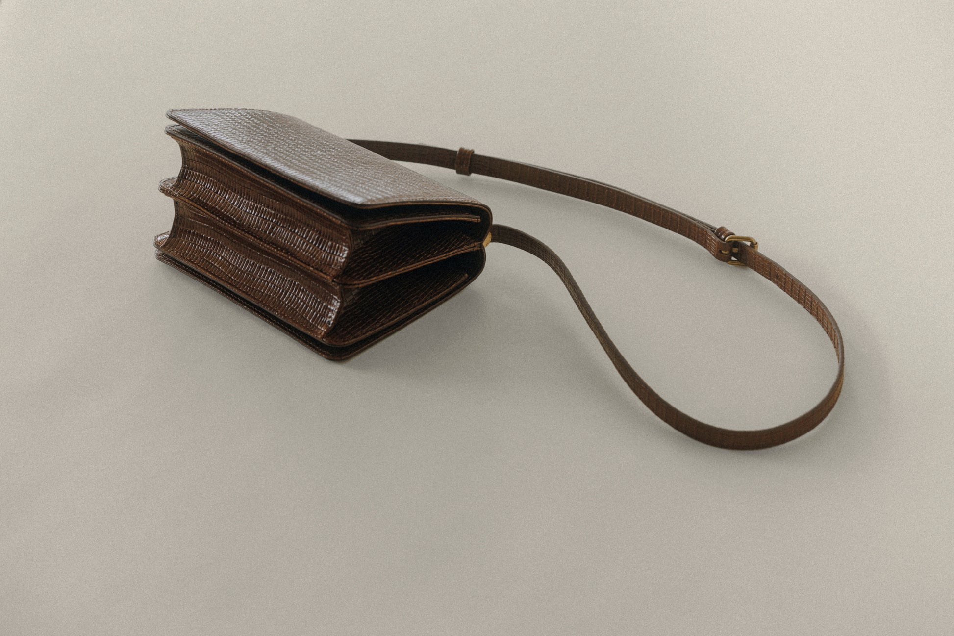 SAC PAUMELLE MINI LIZARD CHOCOLATE