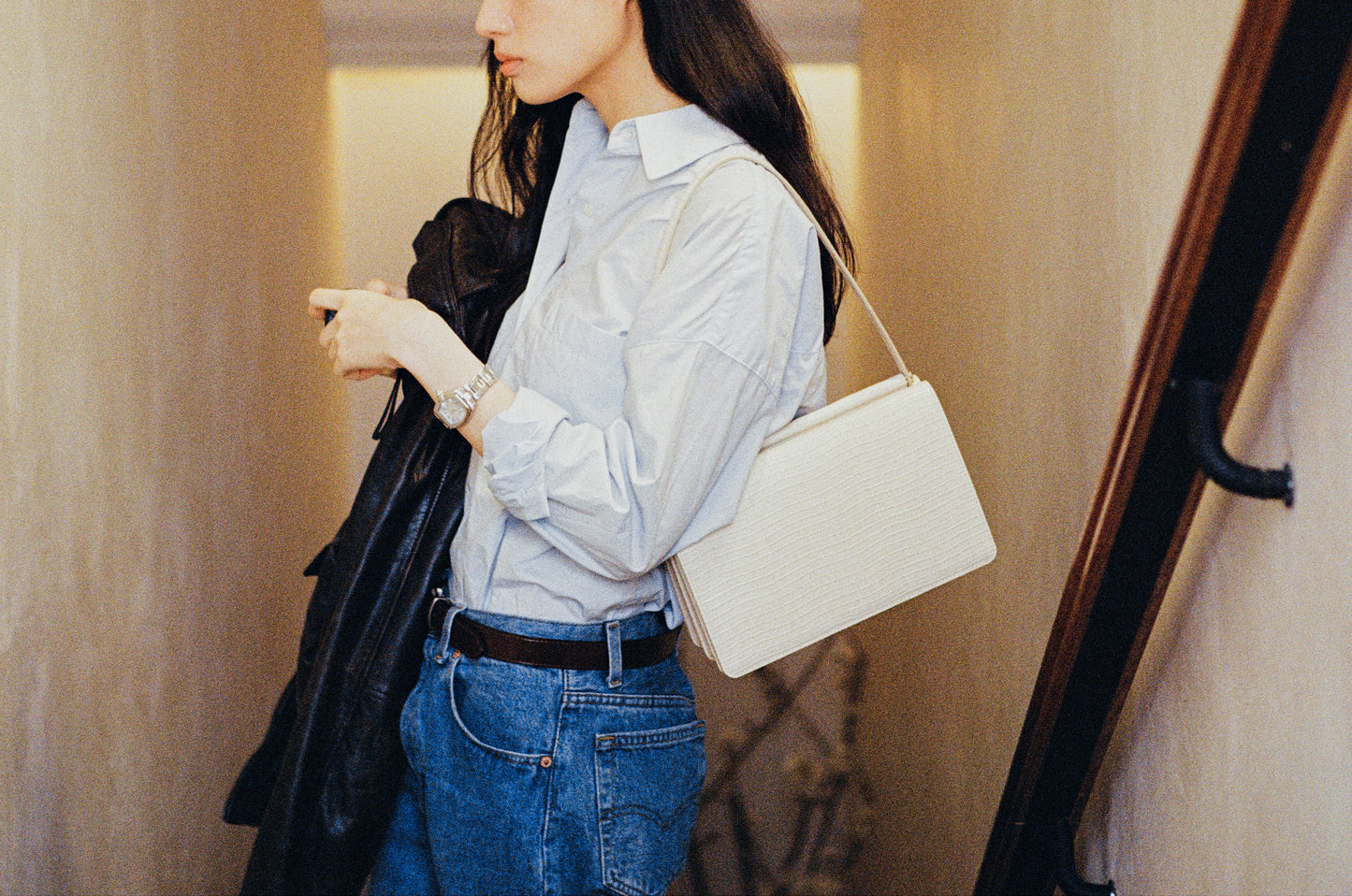 SAC PAUMELLE LIZARD WHITE