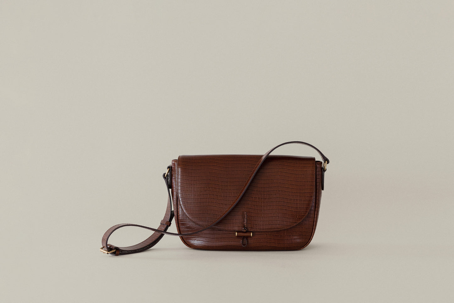 SAC CABILLOT SMALL LIZARD MARRON