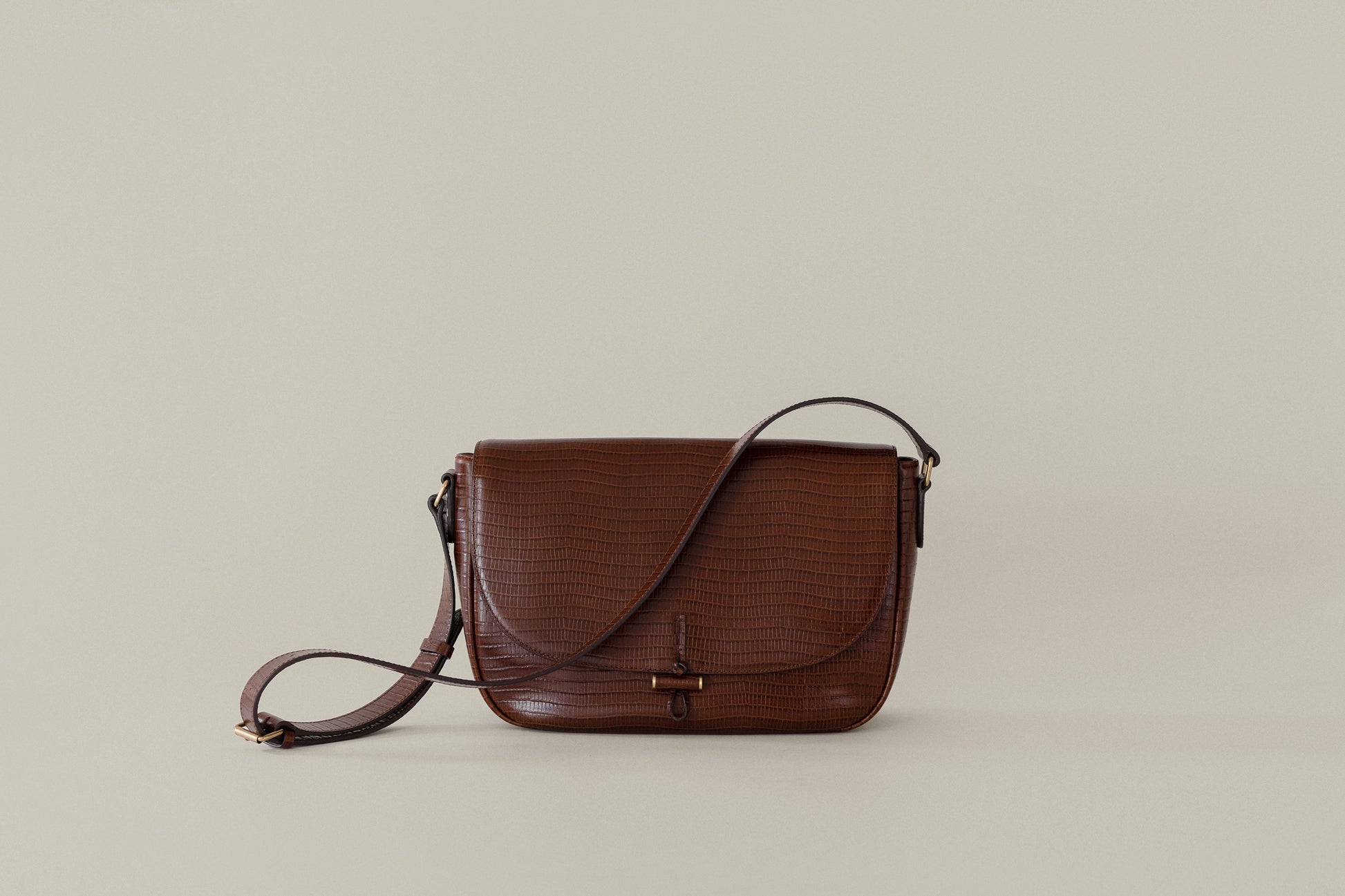 SAC CABILLOT SMALL LIZARD MARRON