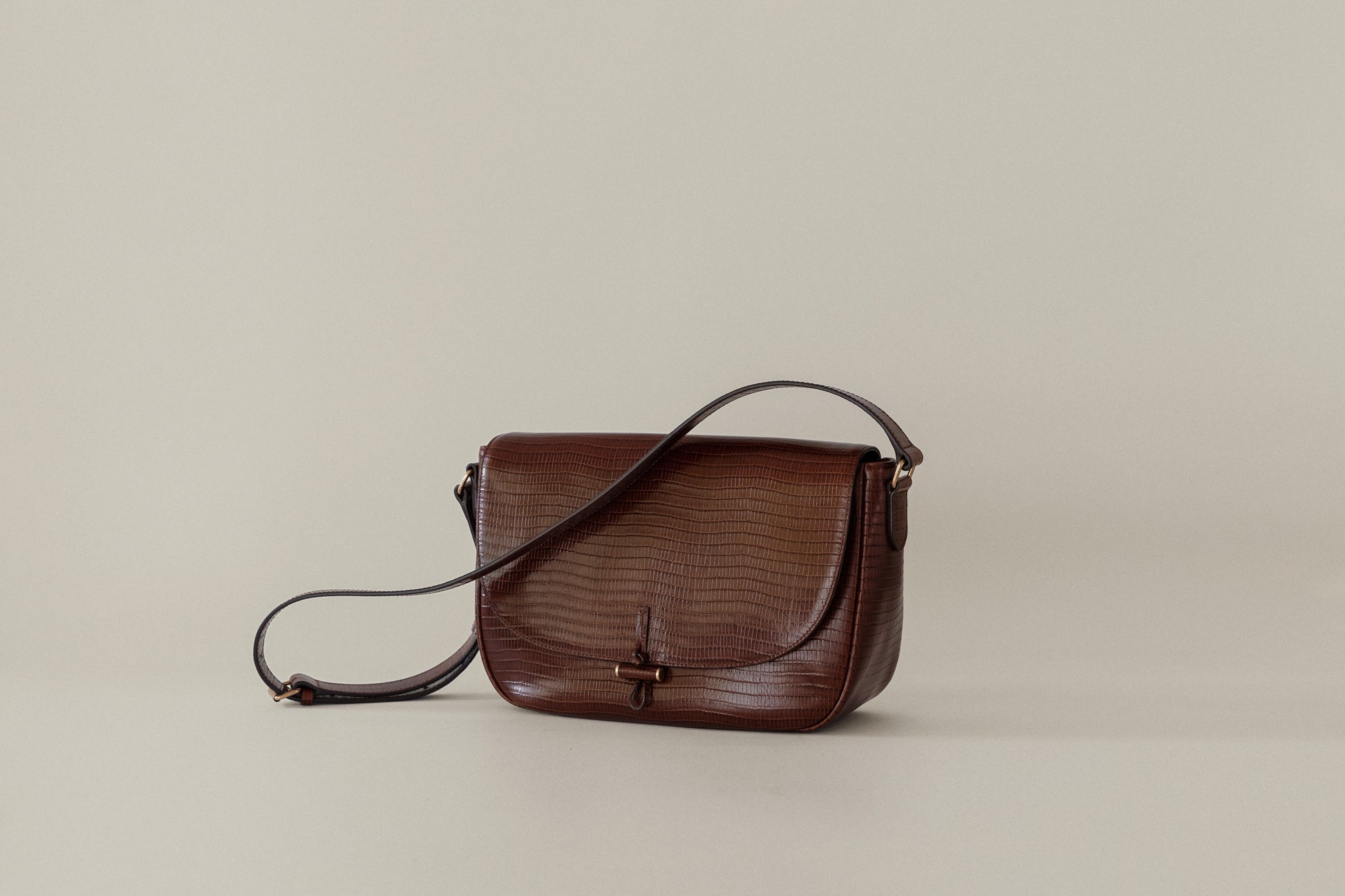 SAC CABILLOT SMALL LIZARD MARRON