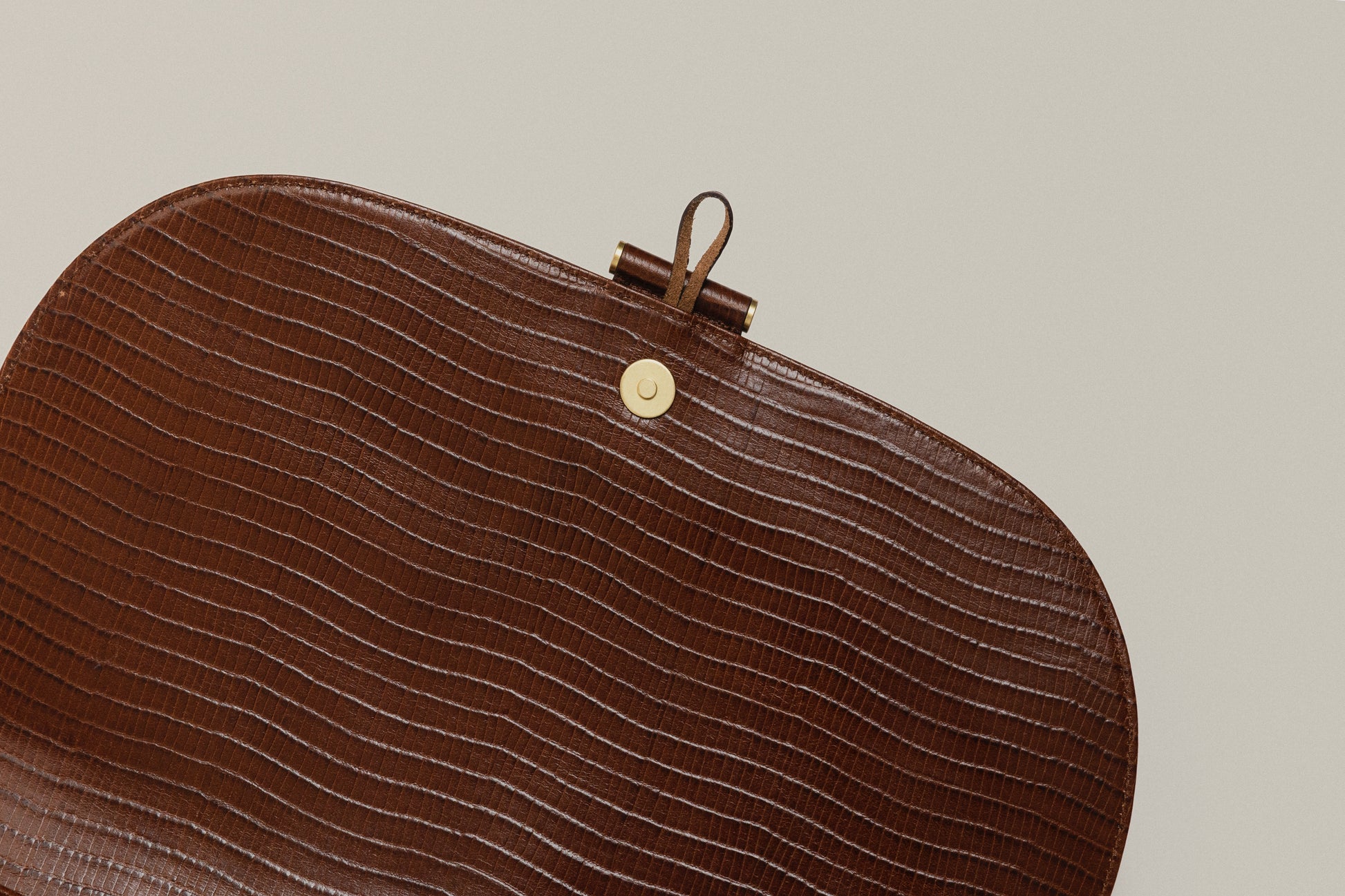 SAC CABILLOT SMALL LIZARD MARRON