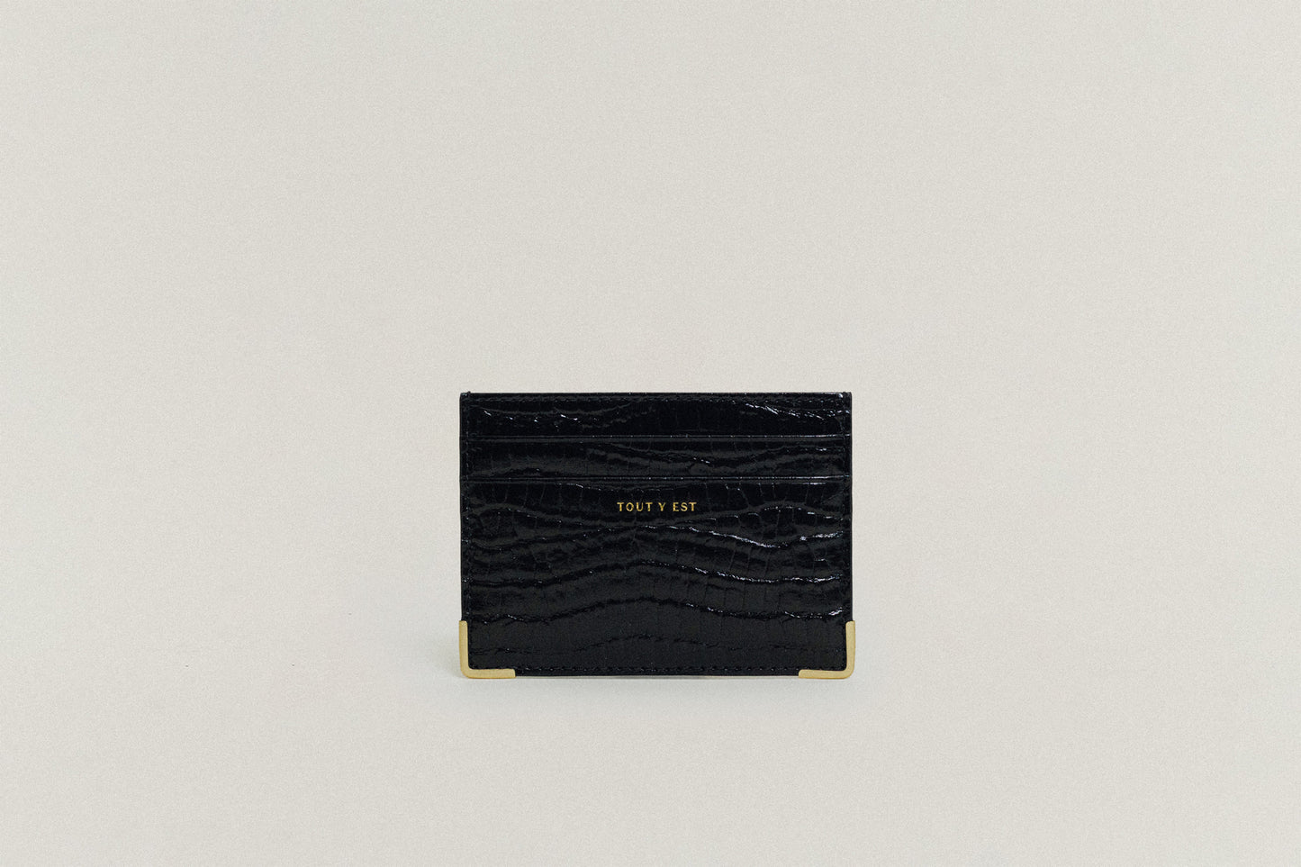 PORTE CARTES ANGLES CROCO BLACK
