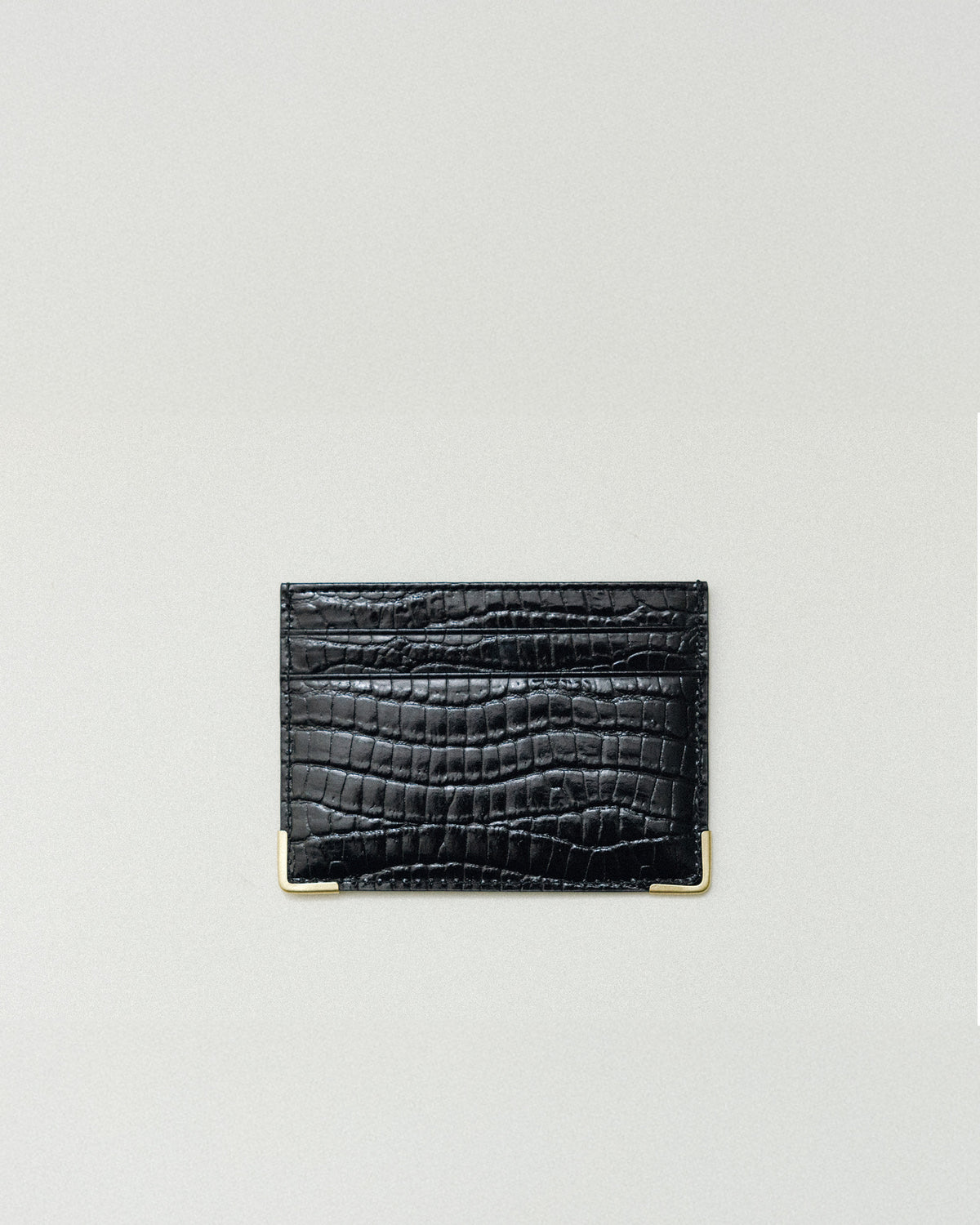 PORTE CARTES ANGLES CROCO BLACK