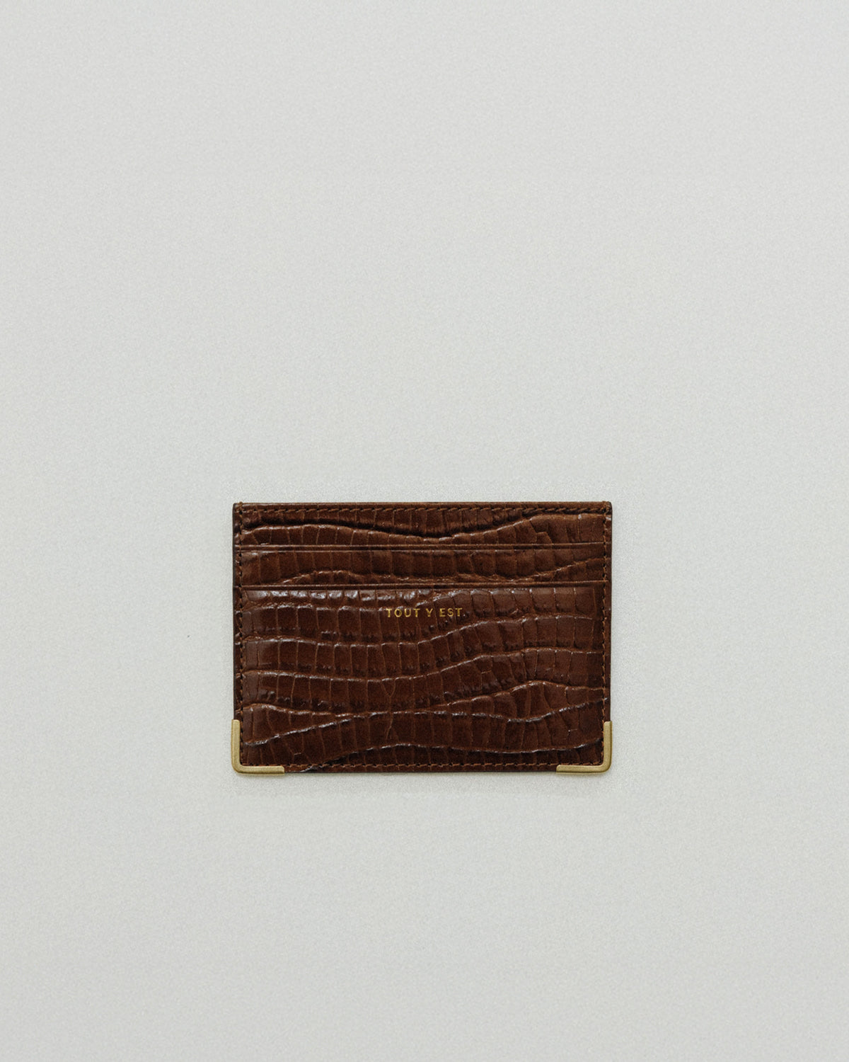 PORTE CARTES ANGLES CROCO BROWN