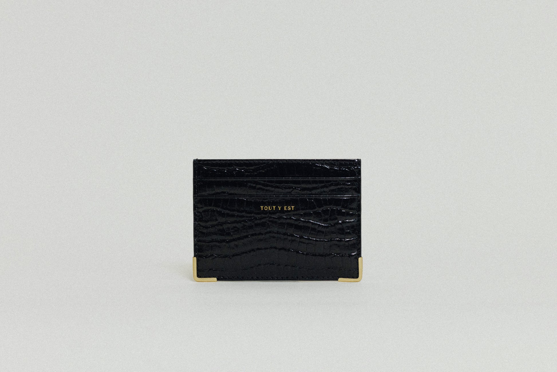 PORTE CARTES ANGLES CROCO BLACK
