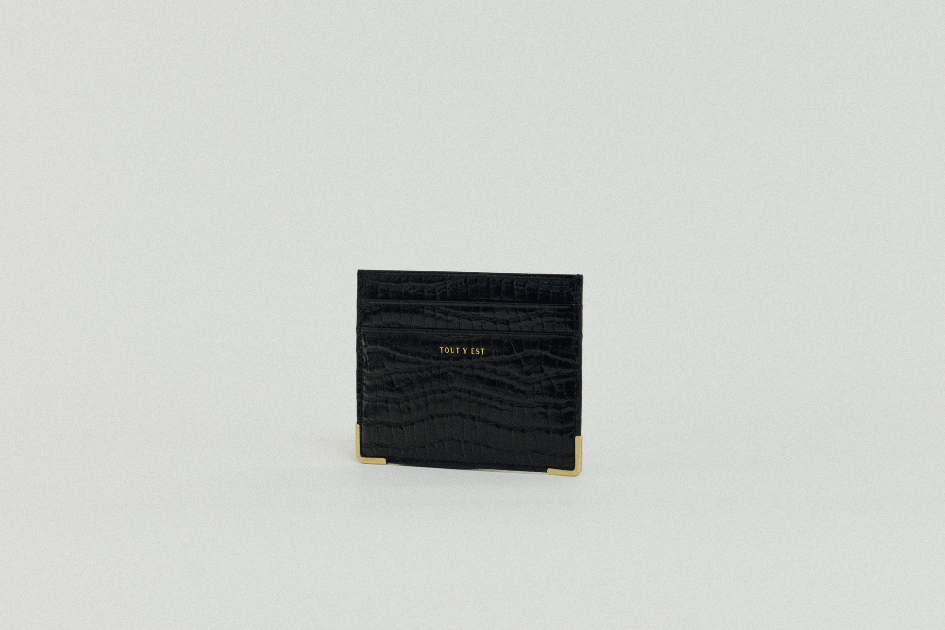PORTE CARTES ANGLES CROCO BLACK