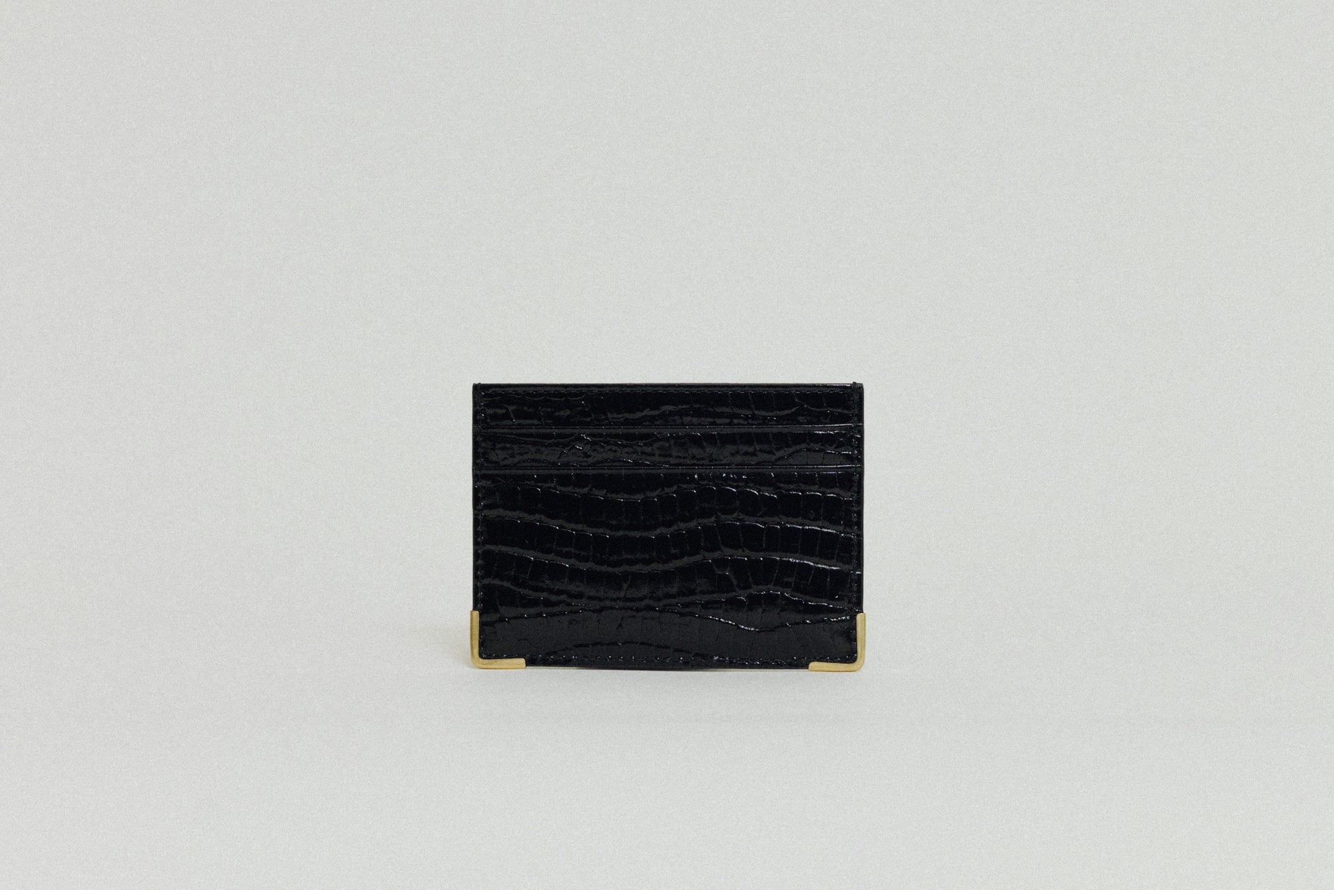 PORTE CARTES ANGLES CROCO BLACK