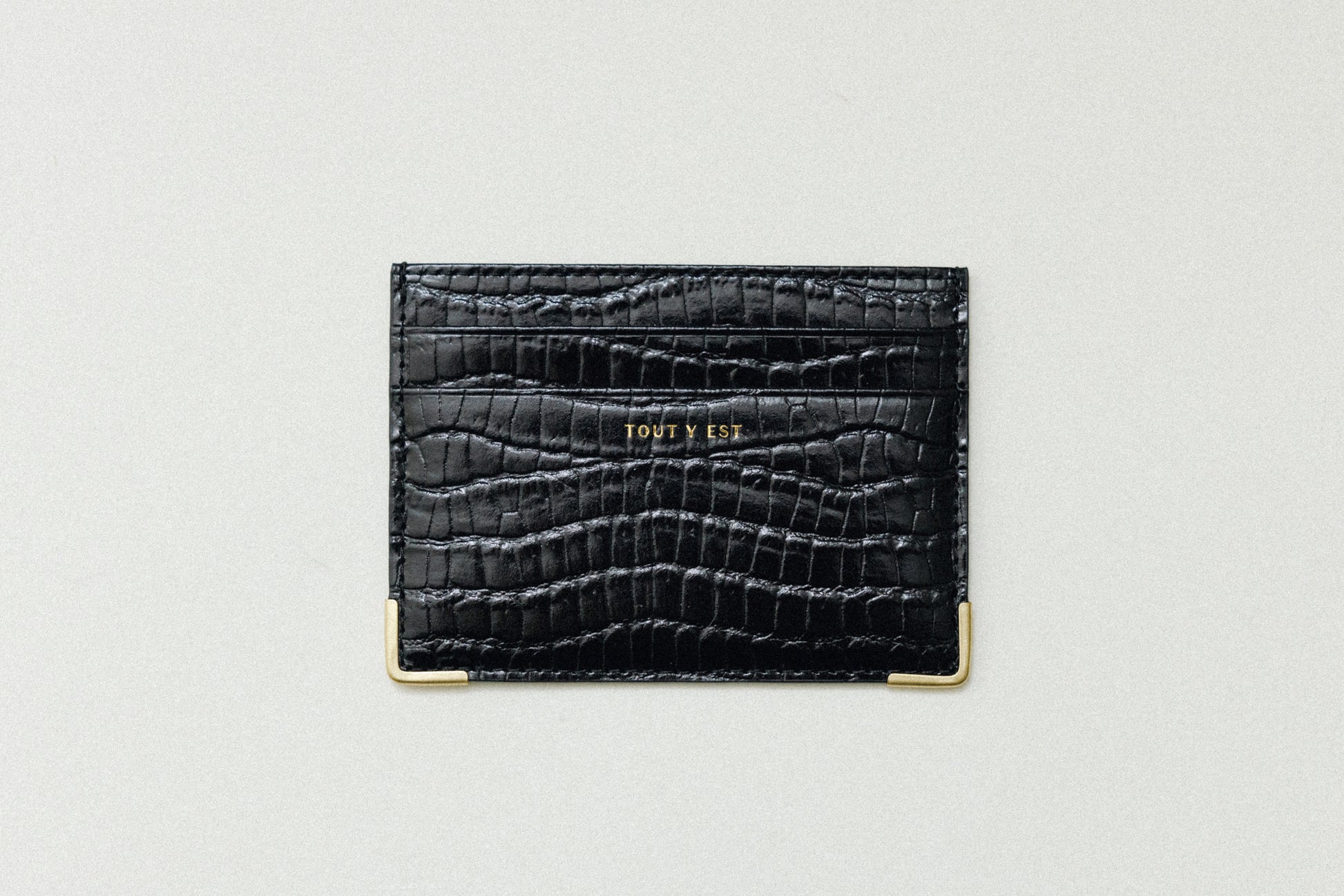 PORTE CARTES ANGLES CROCO BLACK