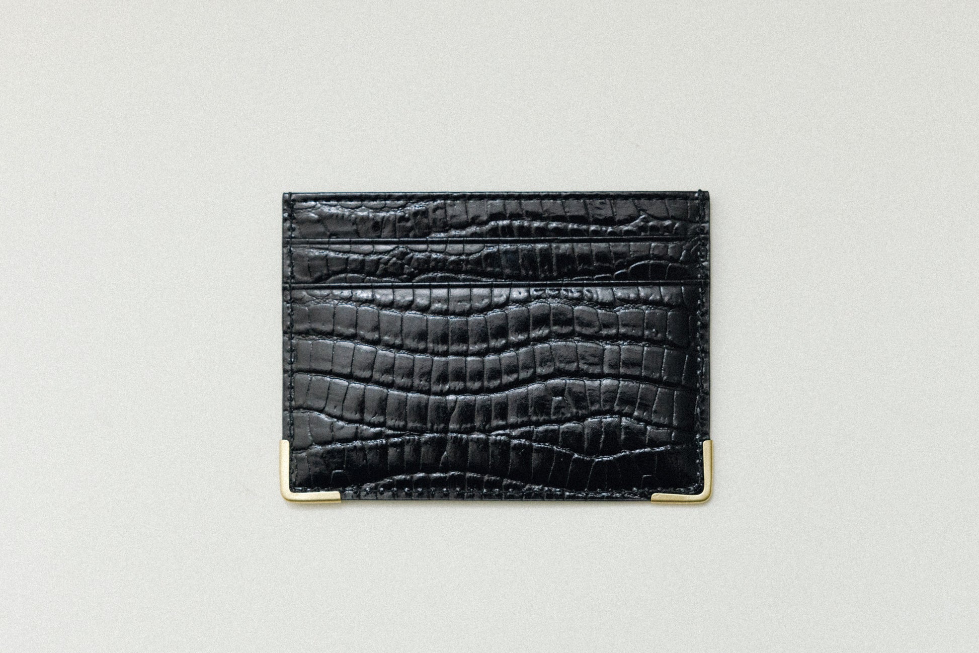 PORTE CARTES ANGLES CROCO BLACK
