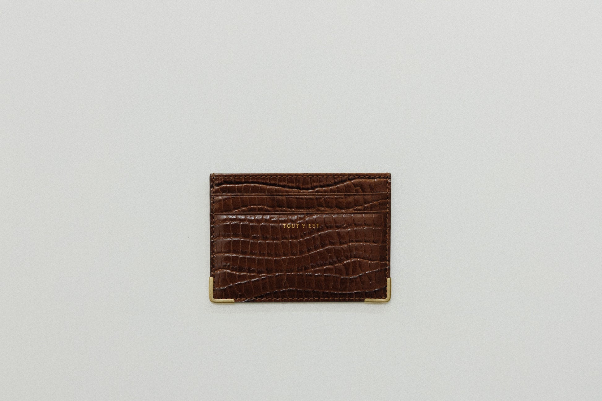 PORTE CARTES ANGLES CROCO BROWN