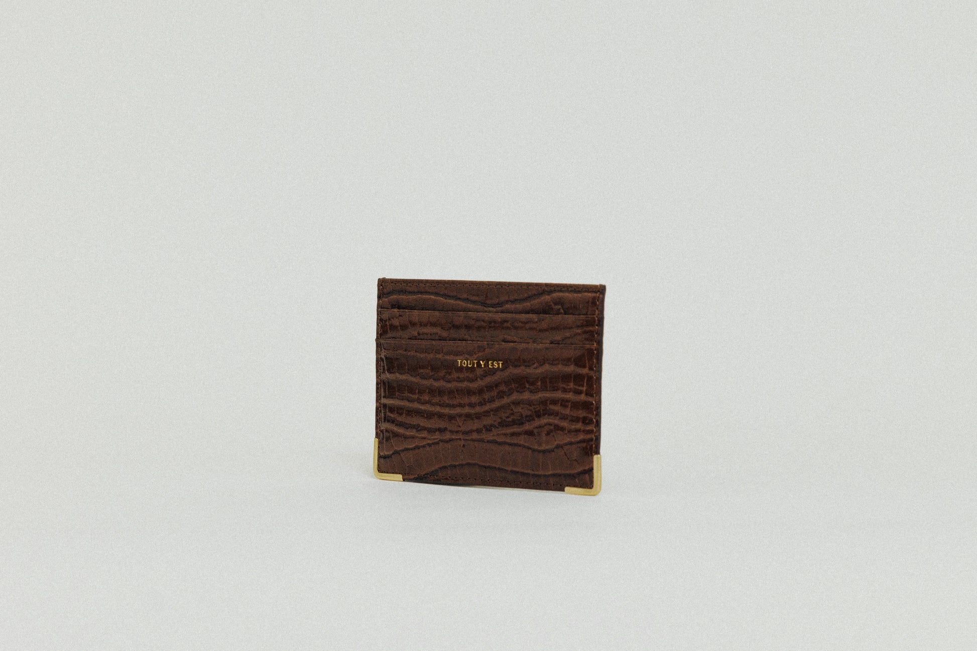 PORTE CARTES ANGLES CROCO BROWN
