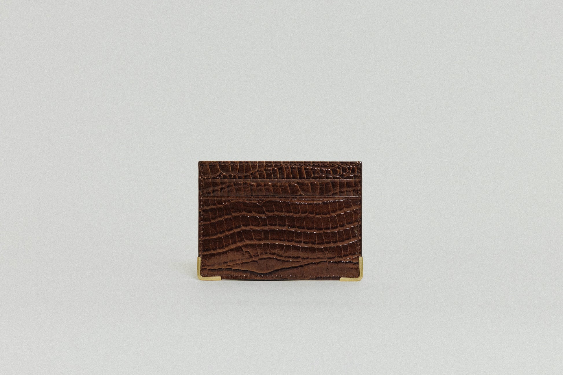 PORTE CARTES ANGLES CROCO BROWN