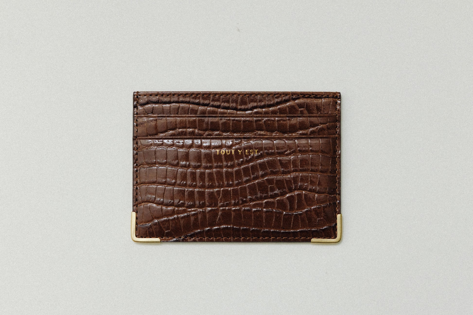 PORTE CARTES ANGLES CROCO BROWN