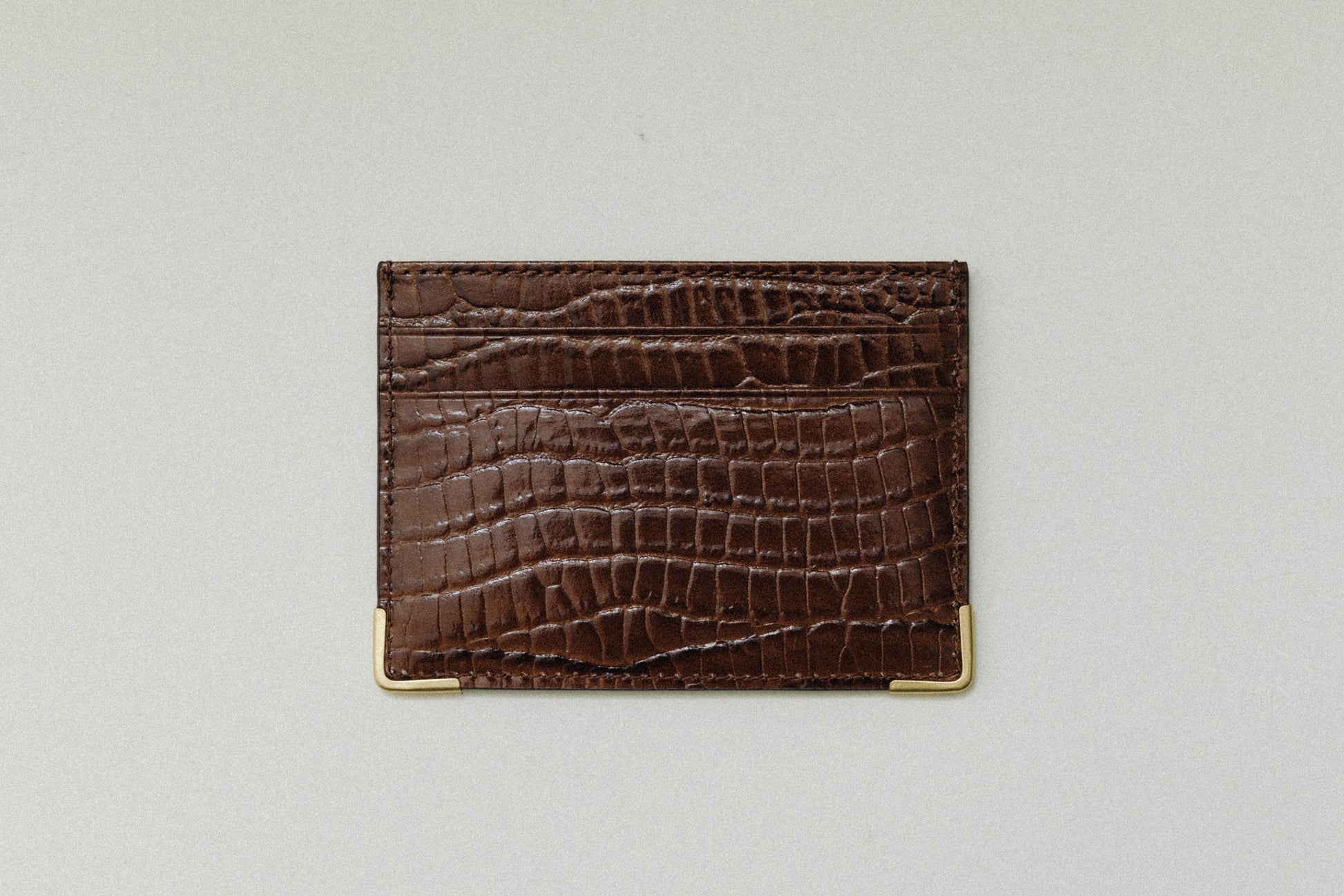 PORTE CARTES ANGLES CROCO BROWN