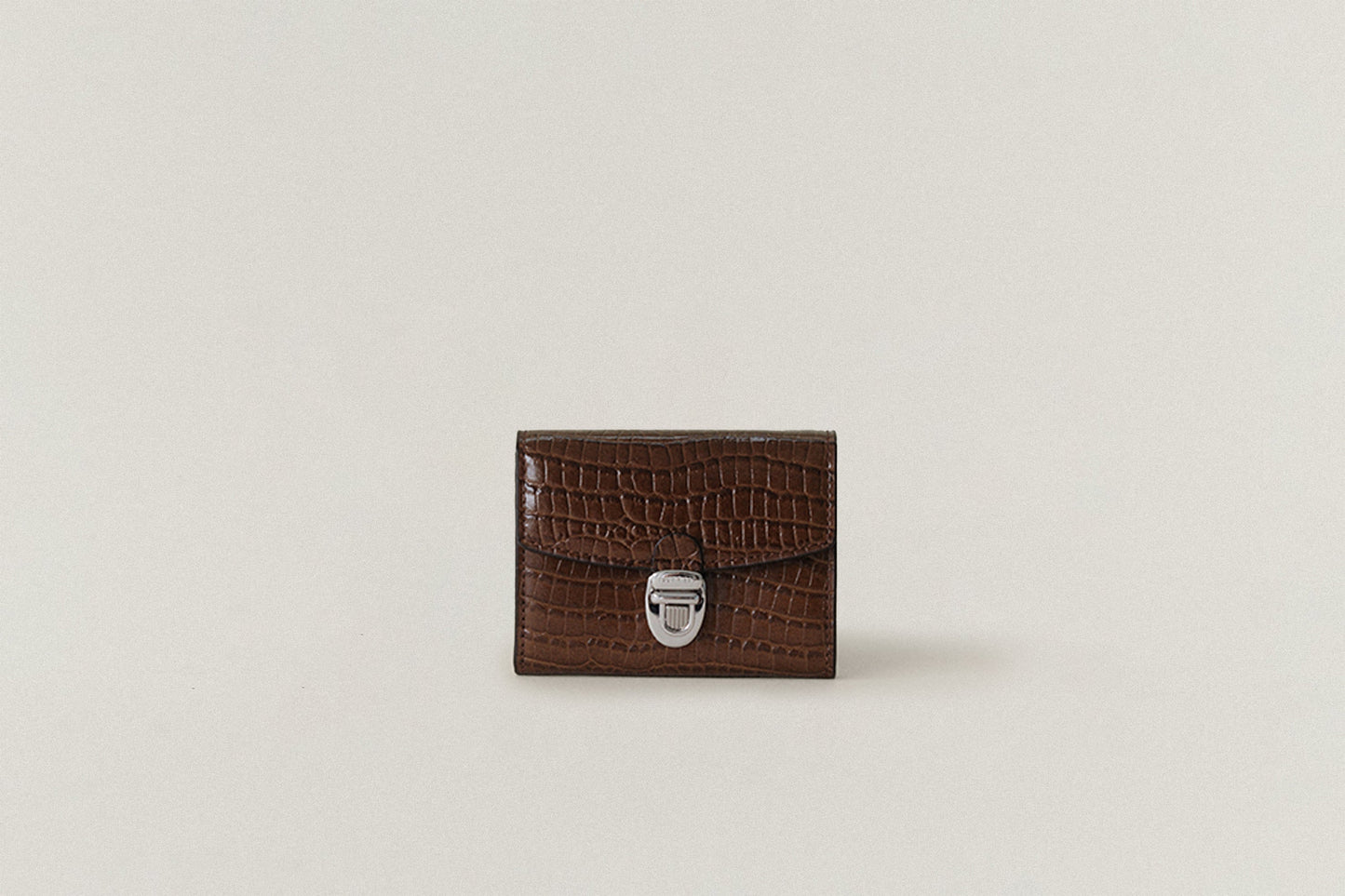 PORTE CARTES LOQUET CROCO BROWN