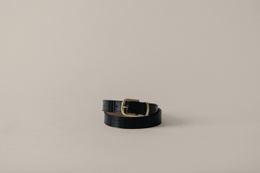 CEINTURE SABOT CROCO BLACK