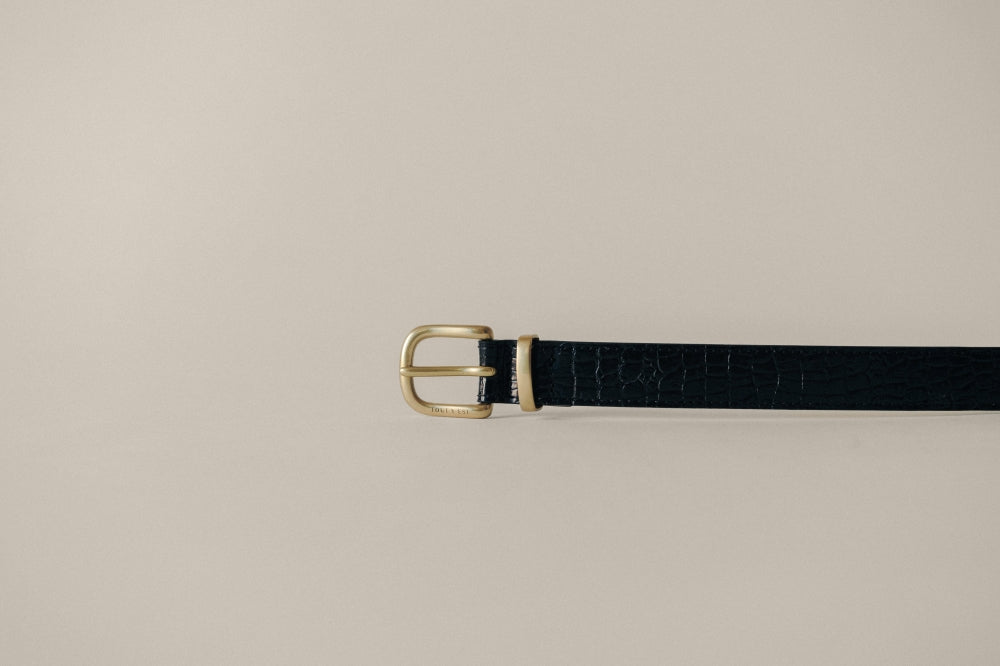 CEINTURE SABOT CROCO BLACK