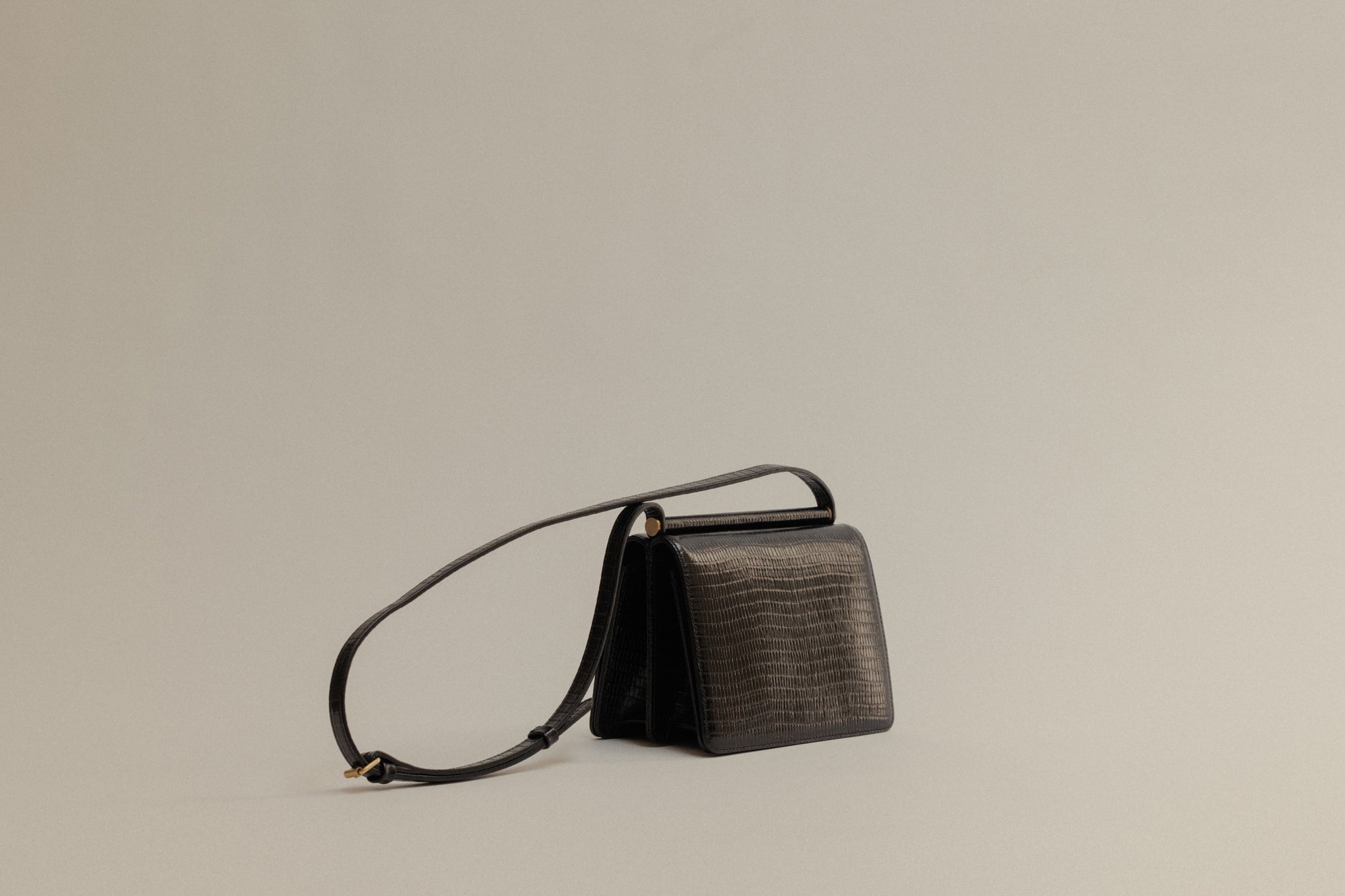 SAC PAUMELLE MINI LIZARD BLACK