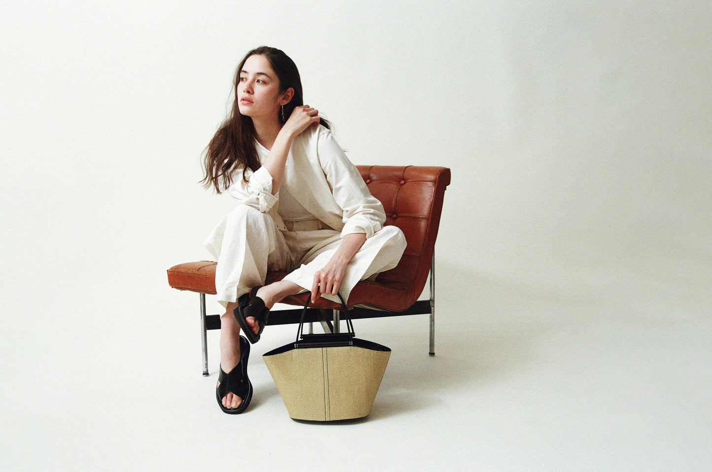 SAC ÉTIRÉ RATTAN SMALL IVORY