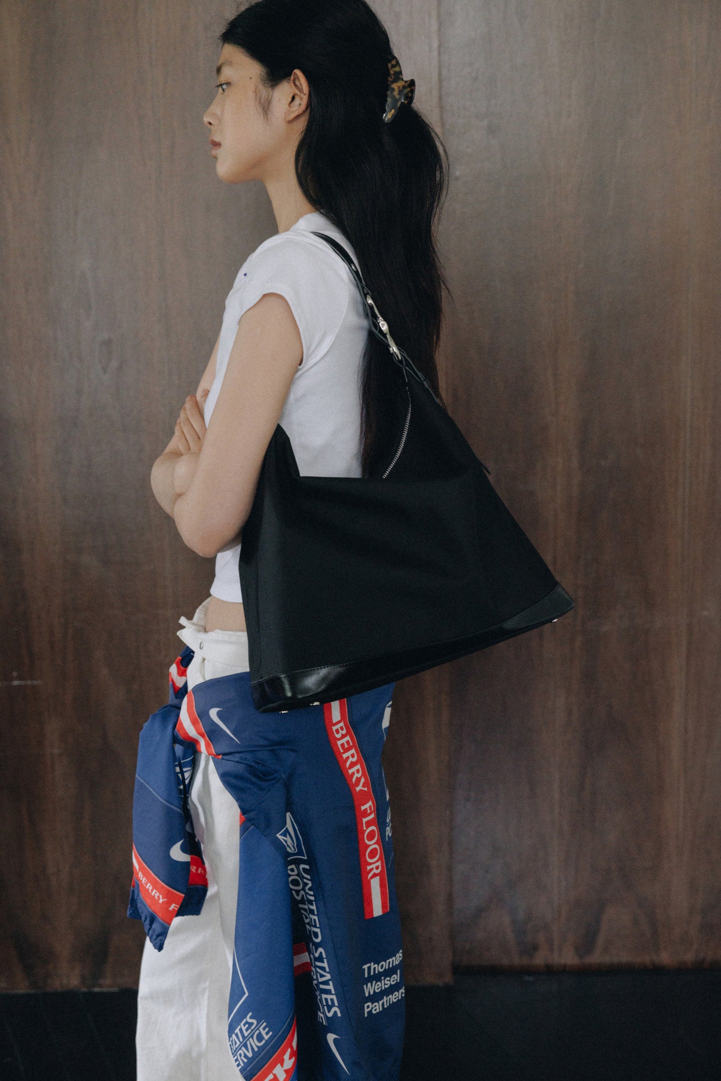 SAC TRESSÉ HOBO TOILE BLACK