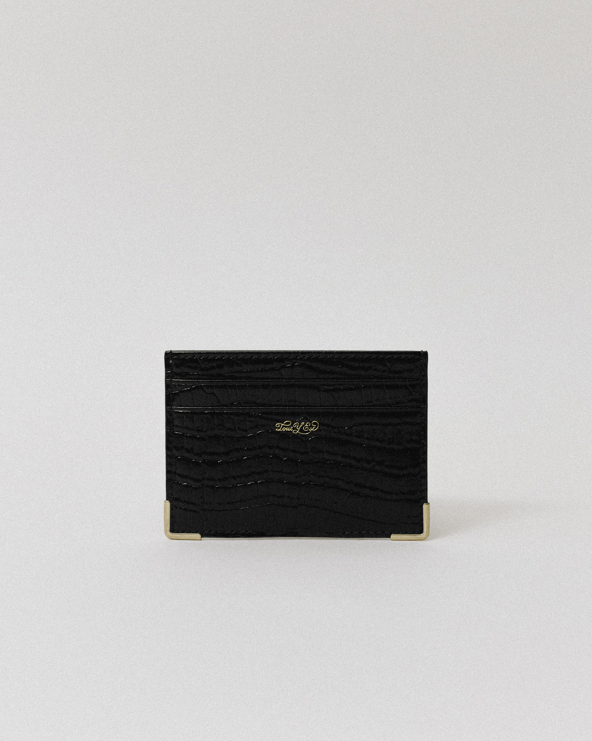 PORTE CARTES ANGLES CROCO BLACK