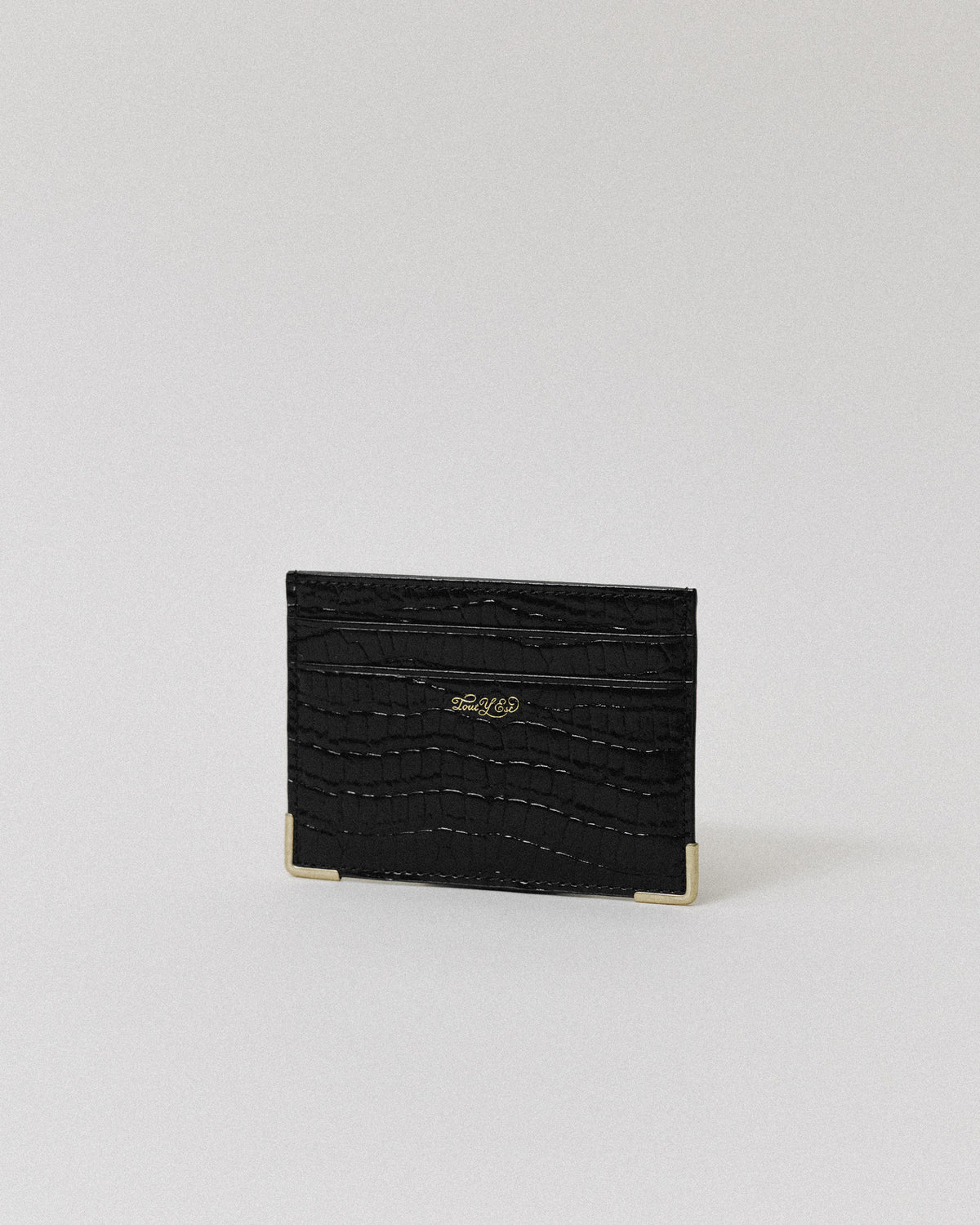 PORTE CARTES ANGLES CROCO BLACK