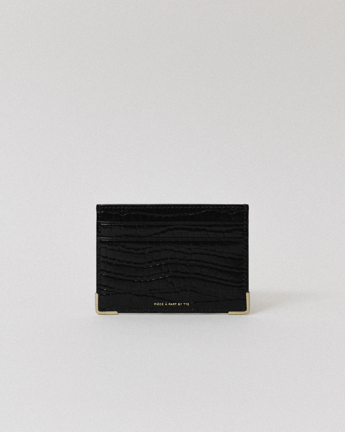 PORTE CARTES ANGLES CROCO BLACK