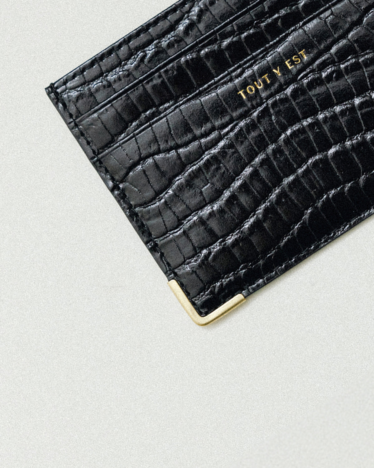 PORTE CARTES ANGLES CROCO BLACK