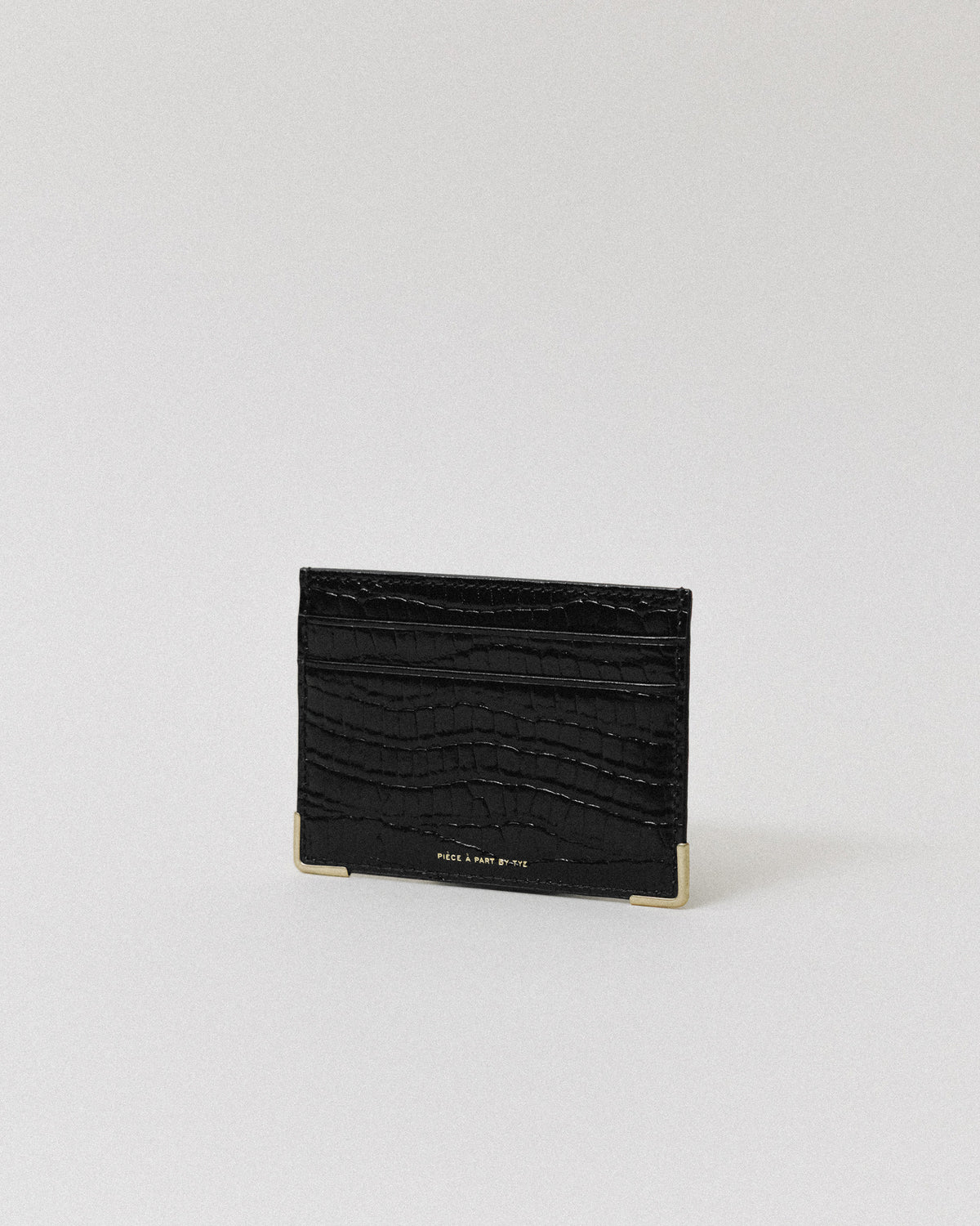 PORTE CARTES ANGLES CROCO BLACK