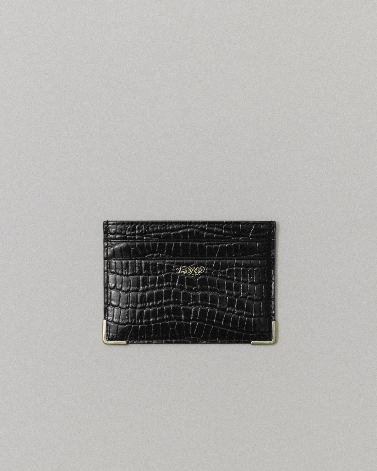 PORTE CARTES ANGLES CROCO BLACK