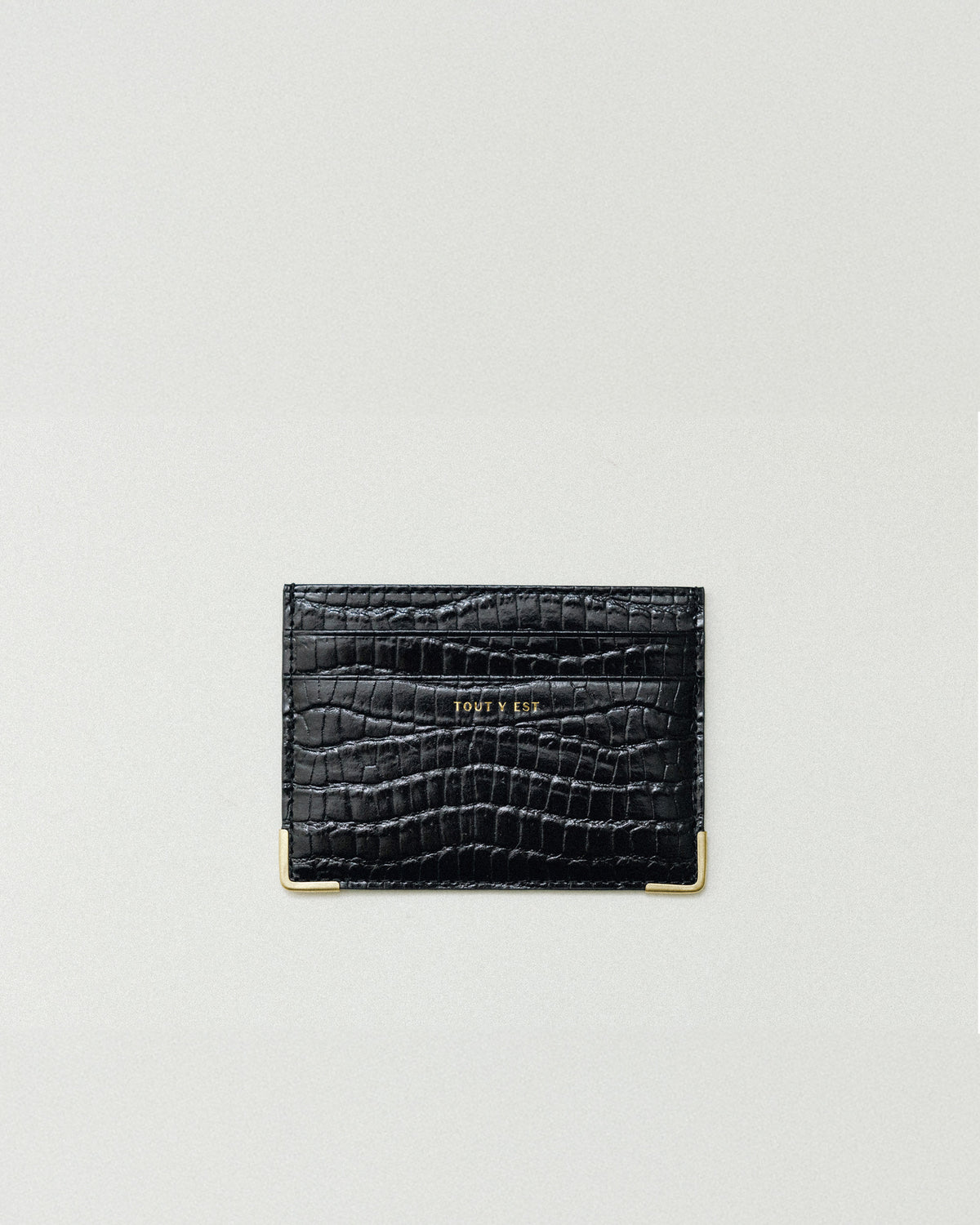 PORTE CARTES ANGLES CROCO BLACK