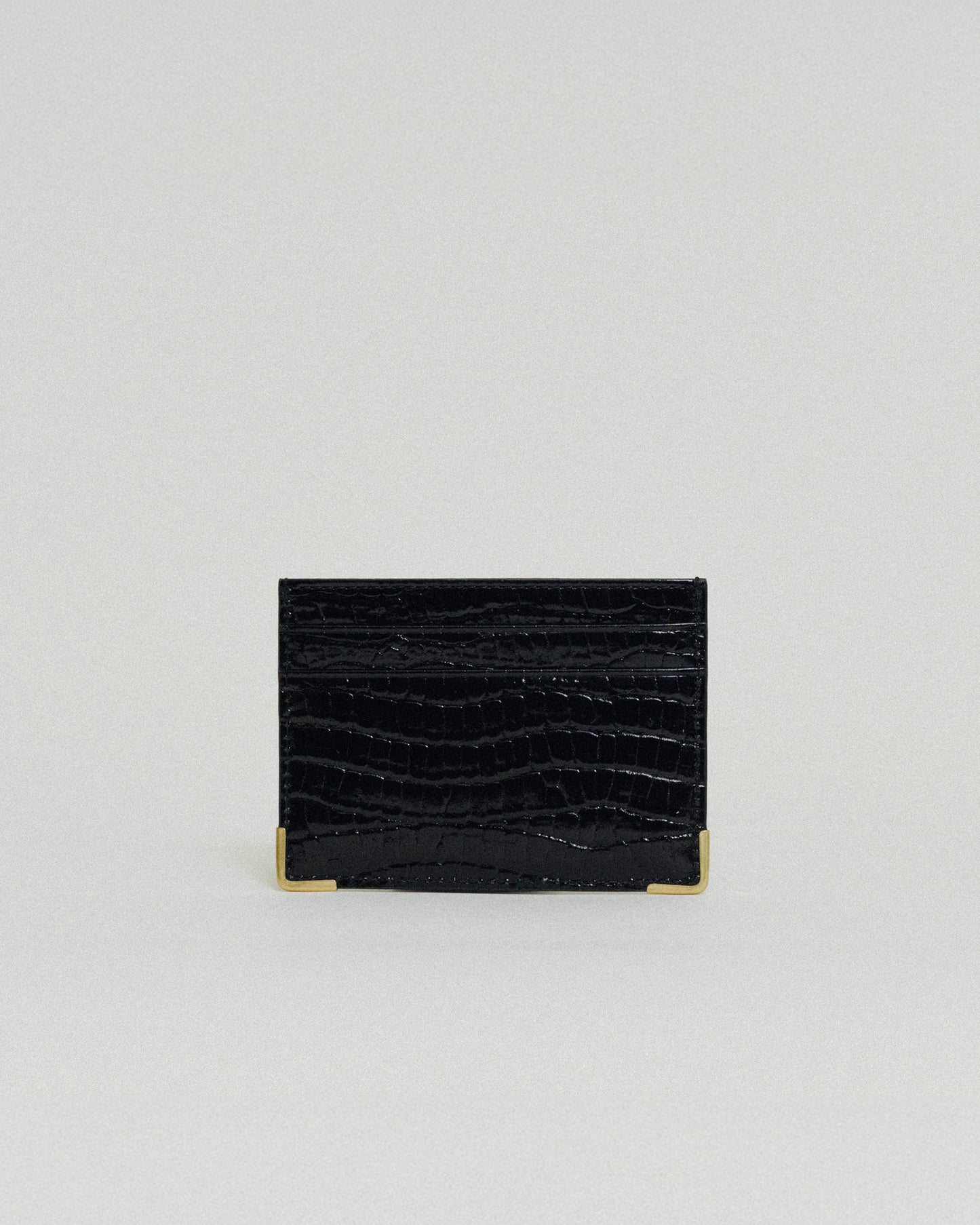 PORTE CARTES ANGLES CROCO BLACK