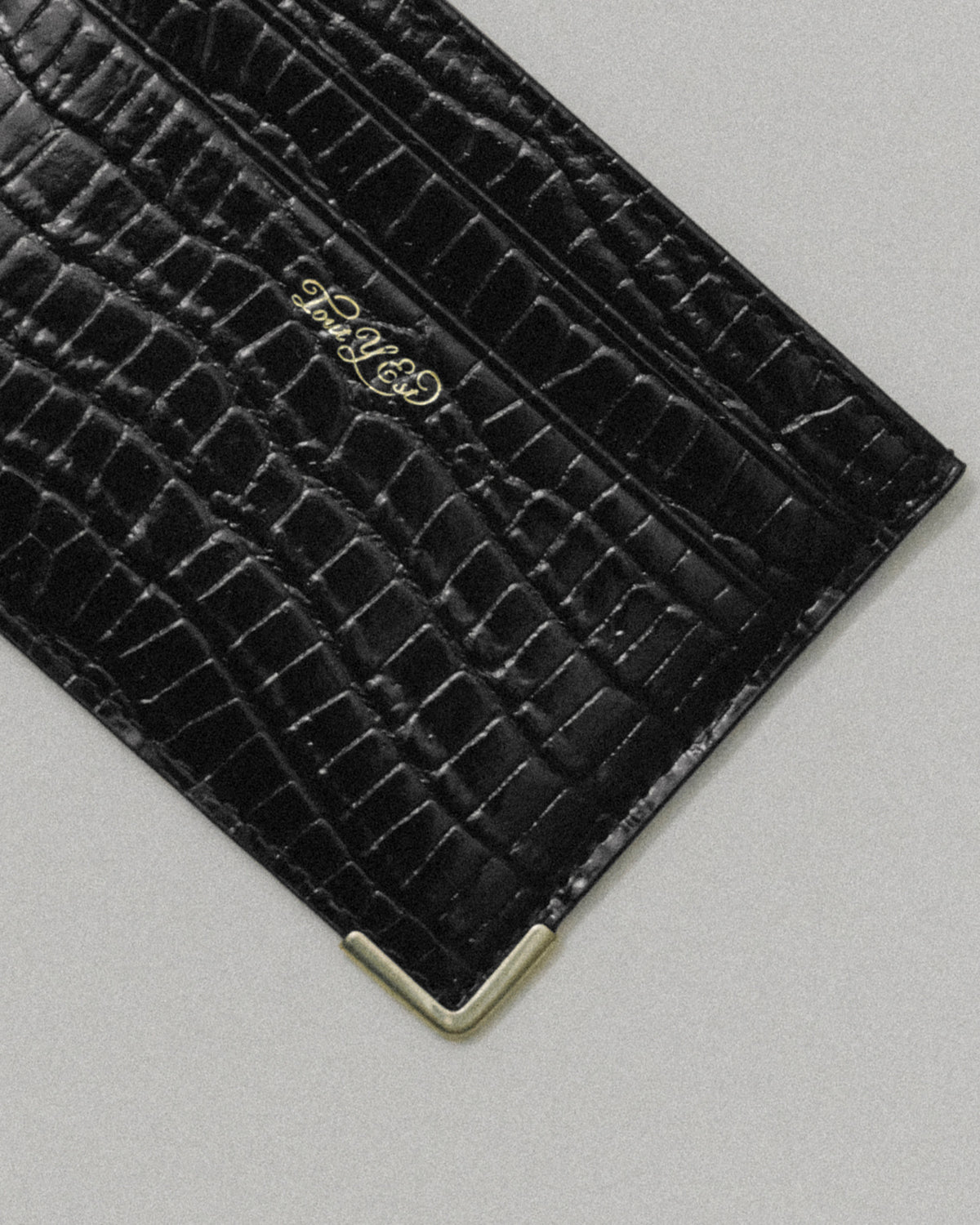 PORTE CARTES ANGLES CROCO BLACK