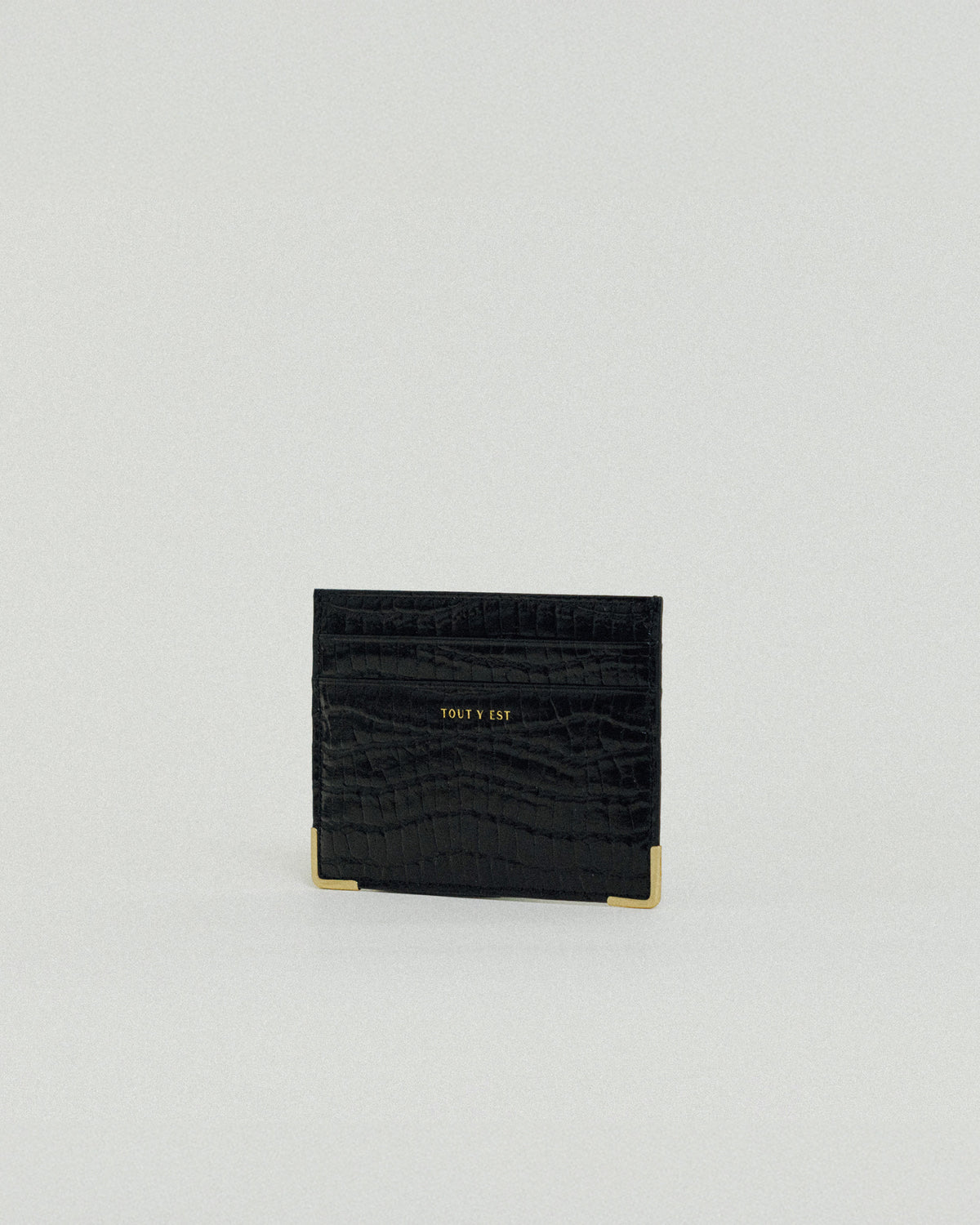 PORTE CARTES ANGLES CROCO BLACK