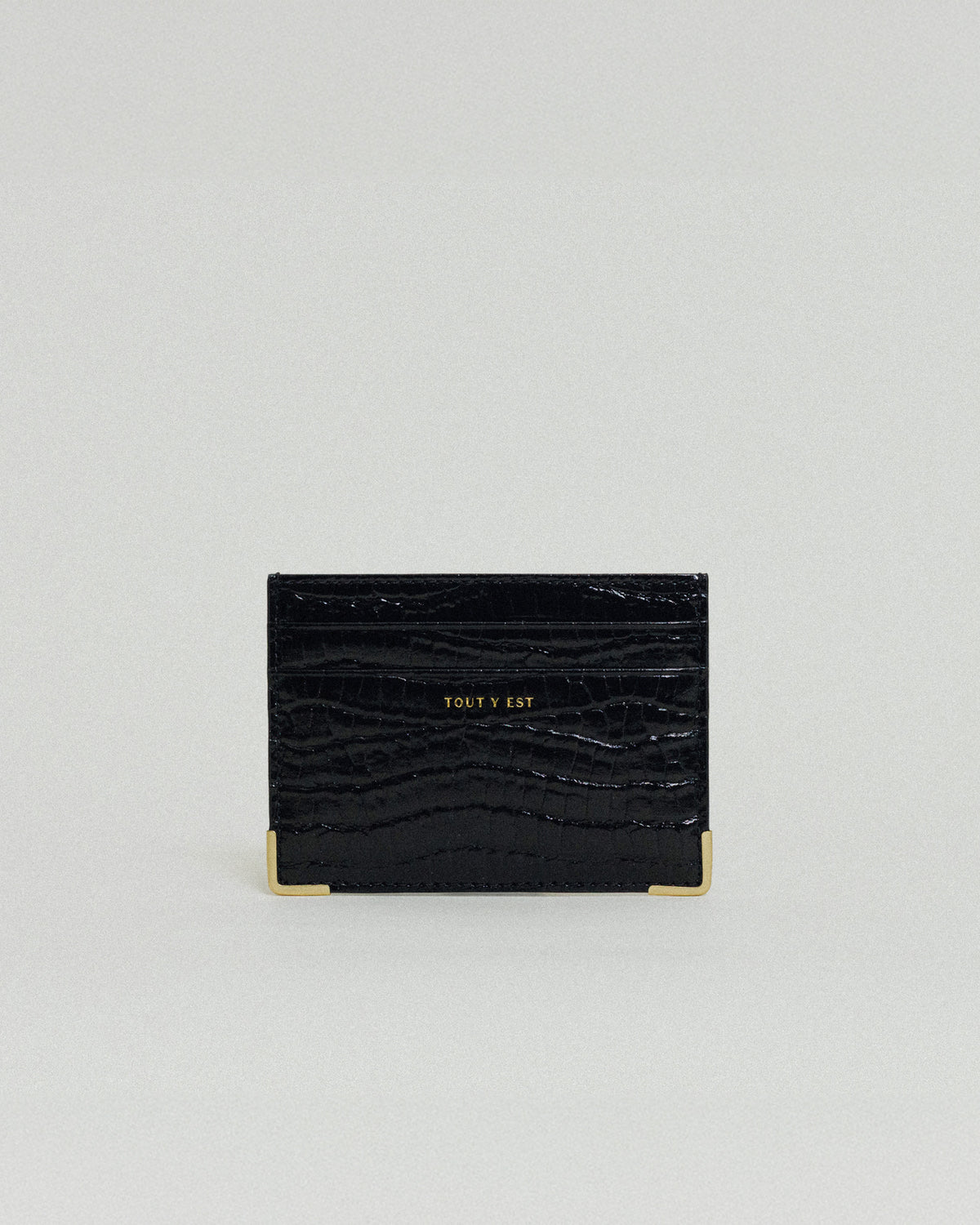 PORTE CARTES ANGLES CROCO BLACK