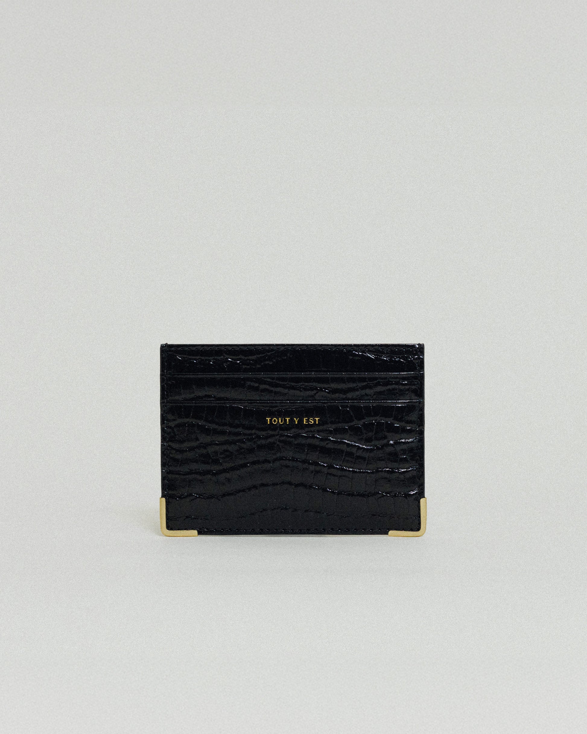 PORTE CARTES ANGLES CROCO BLACK