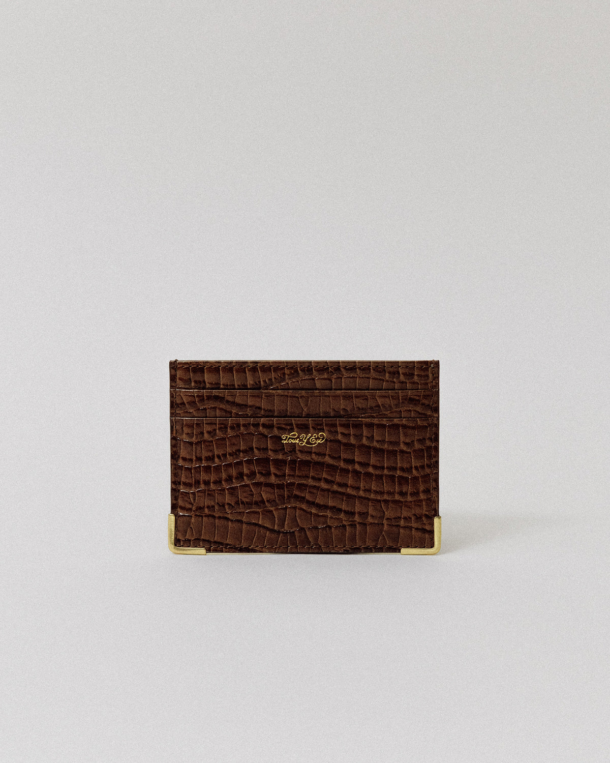 PORTE CARTES ANGLES CROCO BROWN