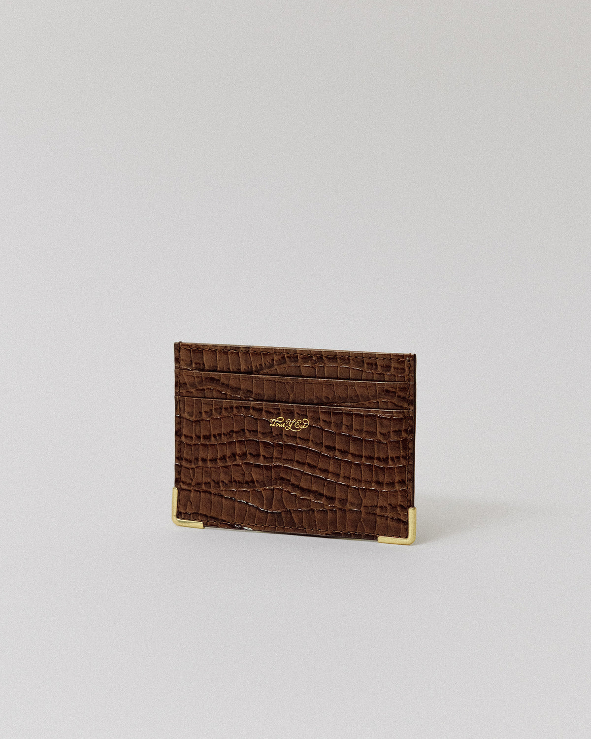 PORTE CARTES ANGLES CROCO BROWN