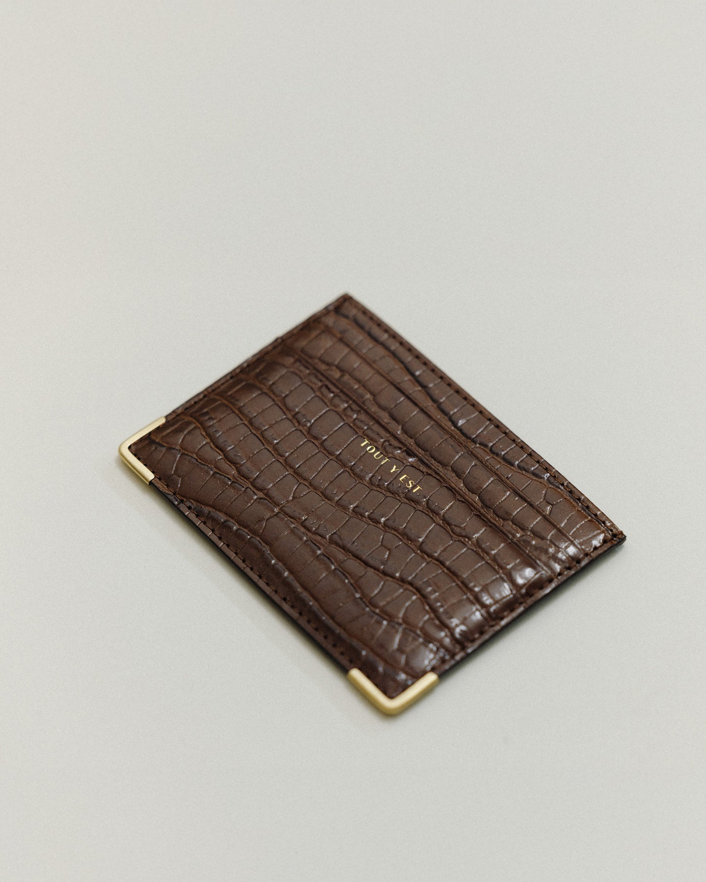 PORTE CARTES ANGLES CROCO BROWN