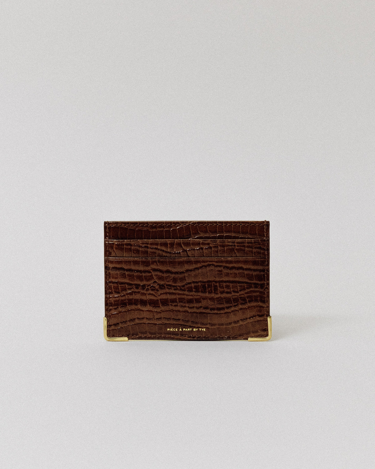 PORTE CARTES ANGLES CROCO BROWN