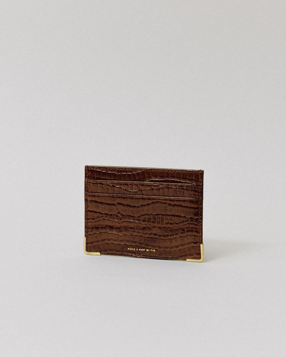 PORTE CARTES ANGLES CROCO BROWN