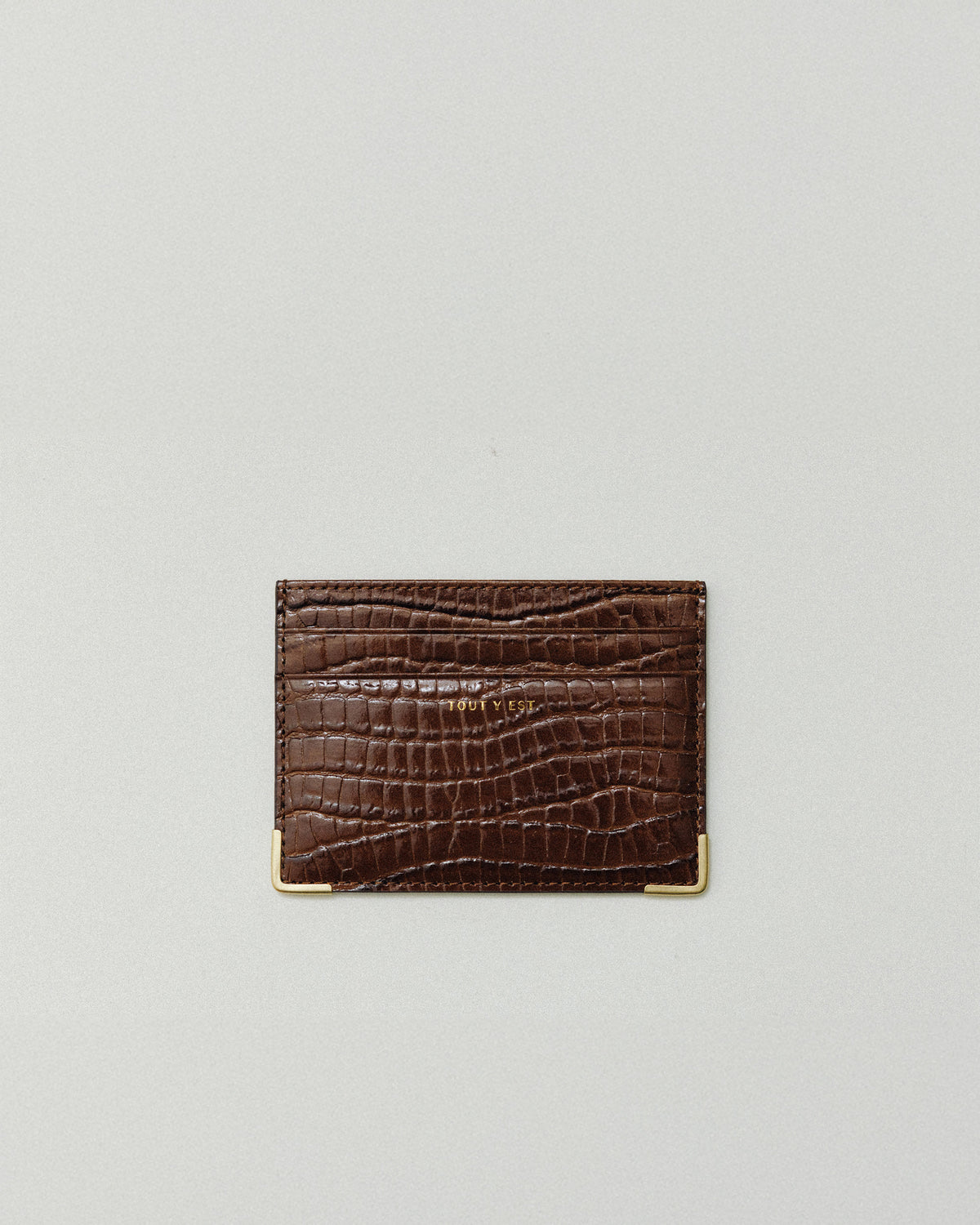 PORTE CARTES ANGLES CROCO BROWN