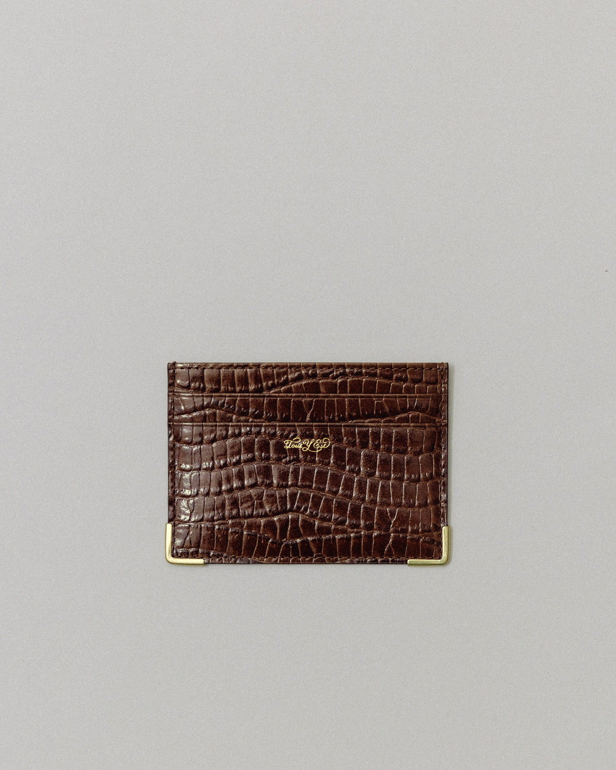 PORTE CARTES ANGLES CROCO BROWN