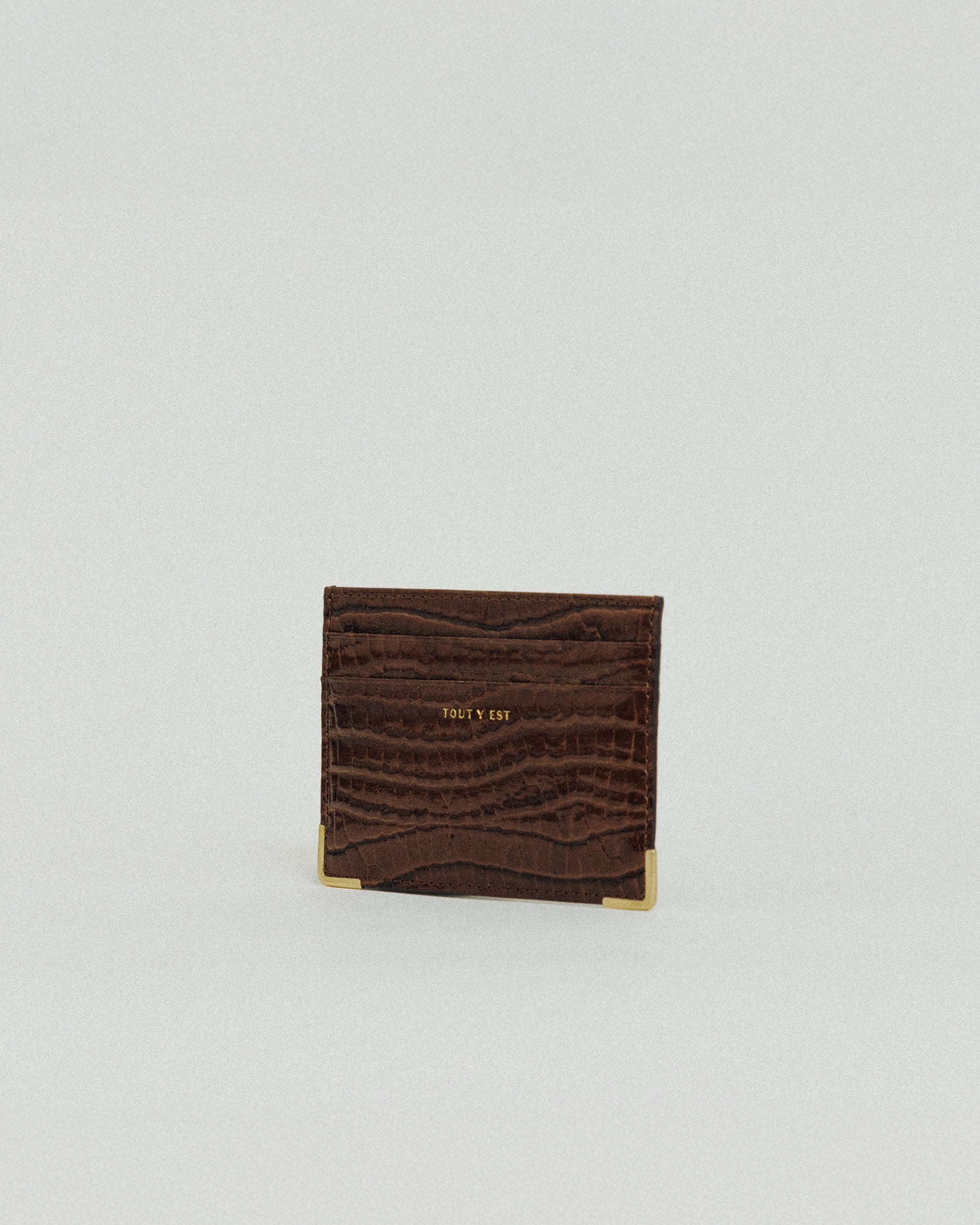 PORTE CARTES ANGLES CROCO BROWN