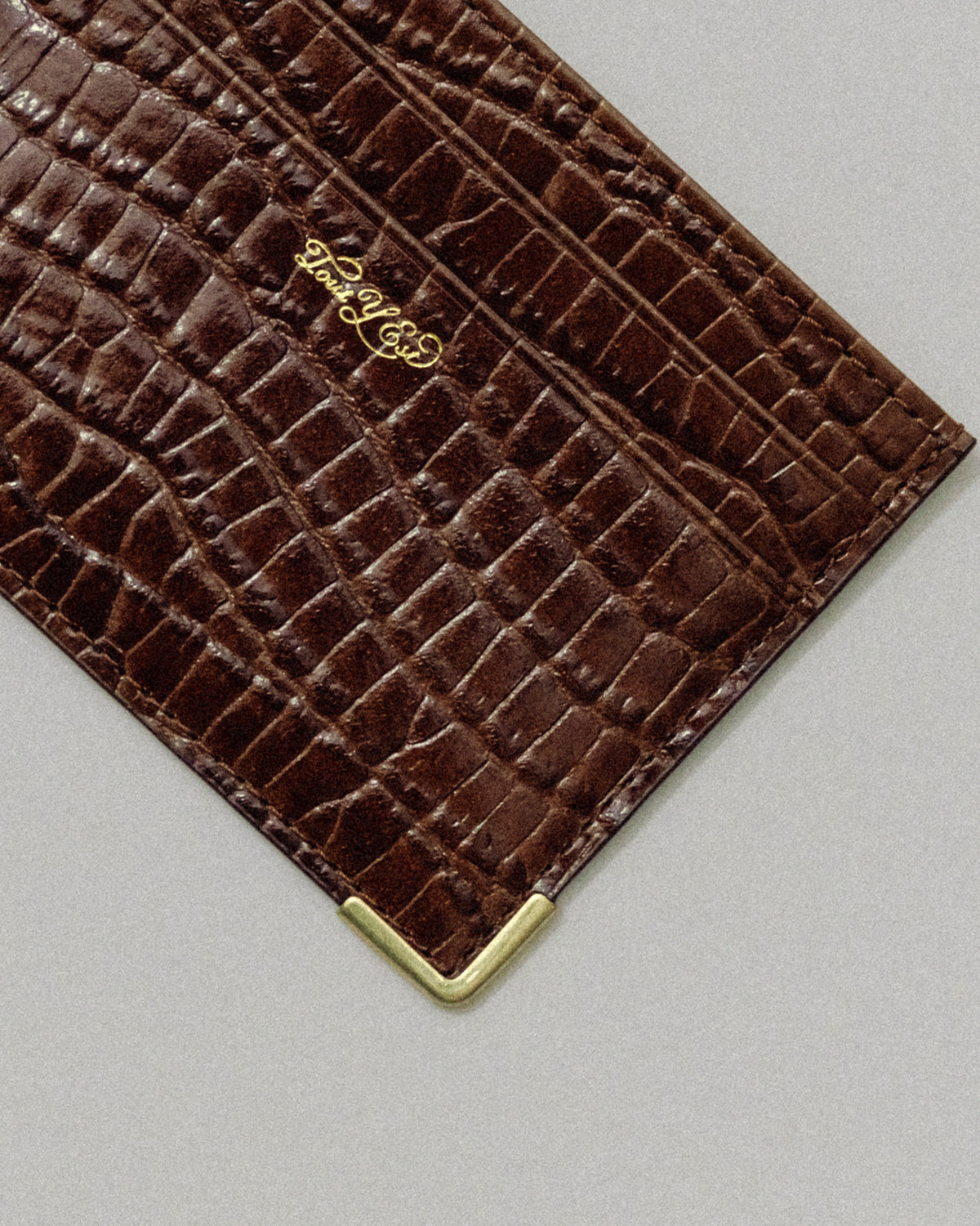 PORTE CARTES ANGLES CROCO BROWN