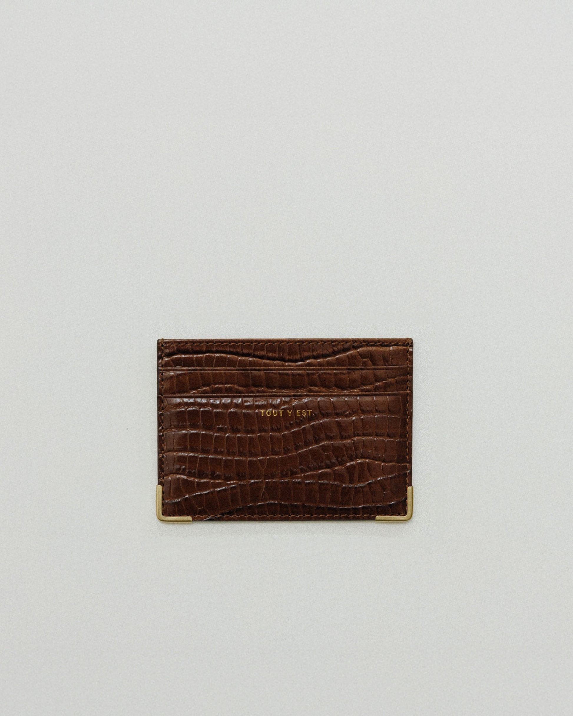 PORTE CARTES ANGLES CROCO BROWN
